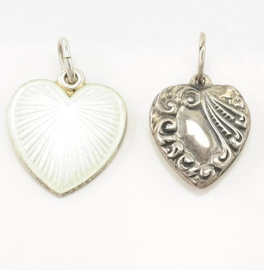 Choice of Vintage Heart Pendant Enamel or WWII Sweetheart Sterling Silver