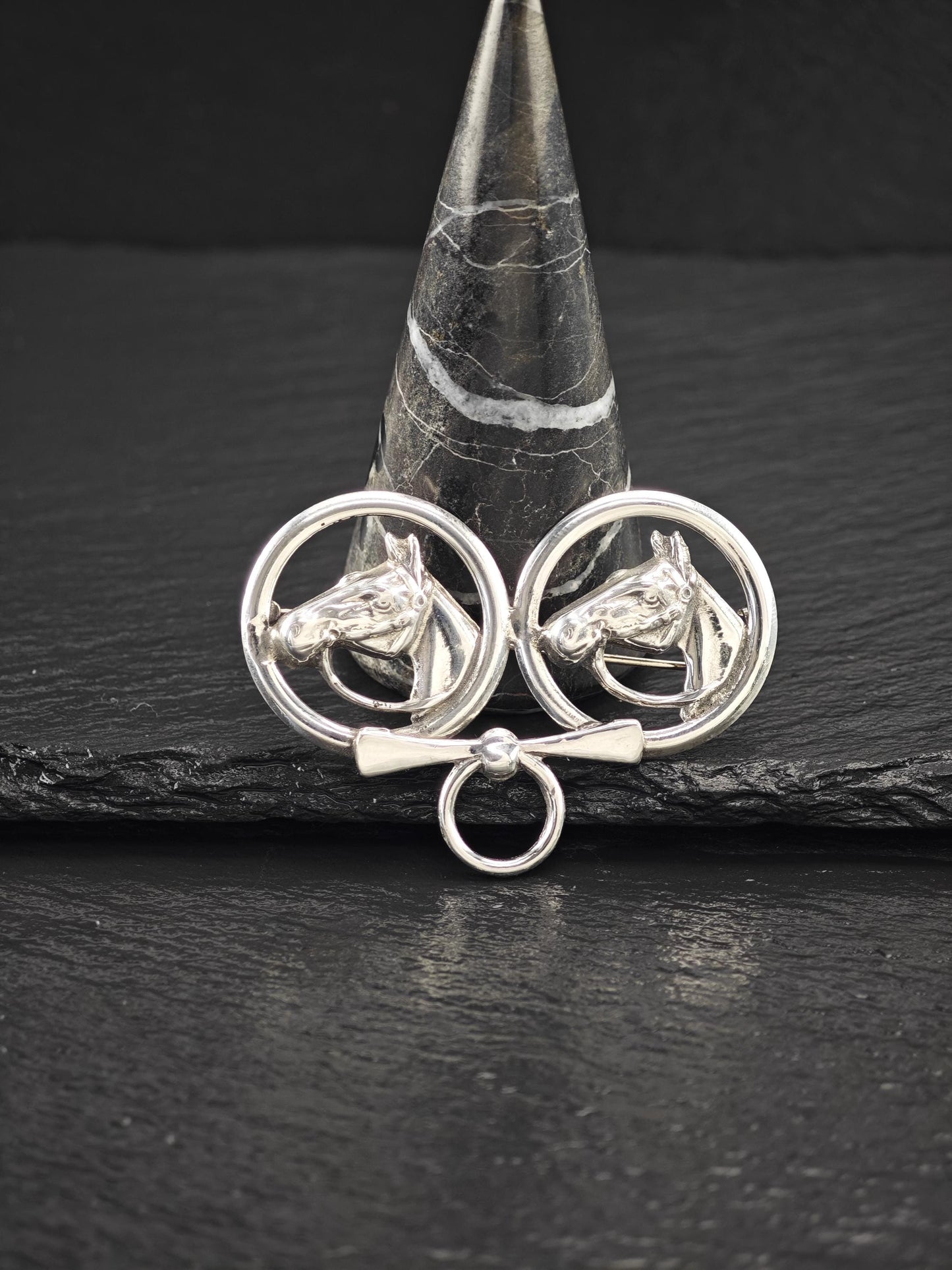 Vintage Equestrian, Horses Brooch Sterling Silver