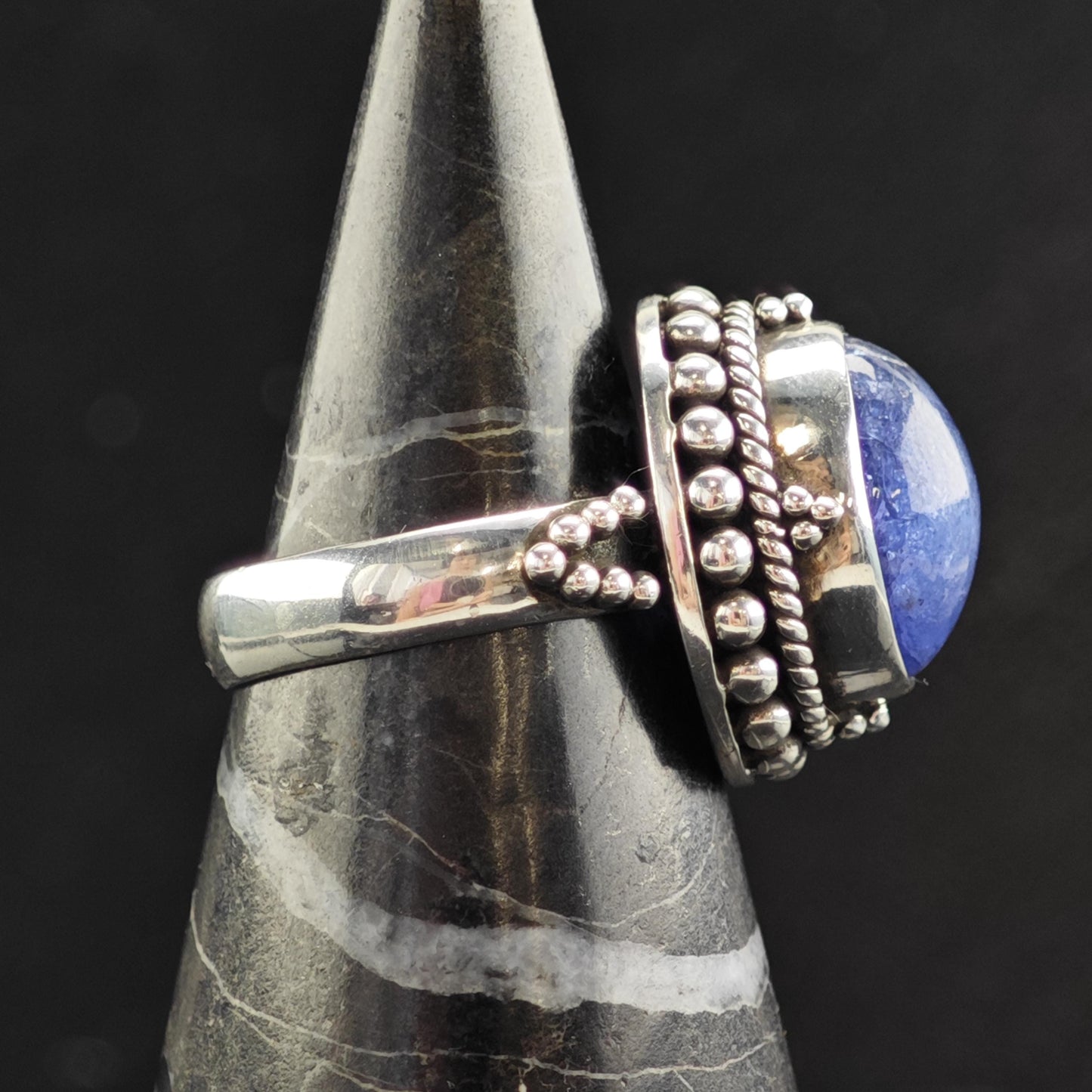 Samuel B Tanzanite Cabochon Ring Sterling Silver Sz 8 R6578