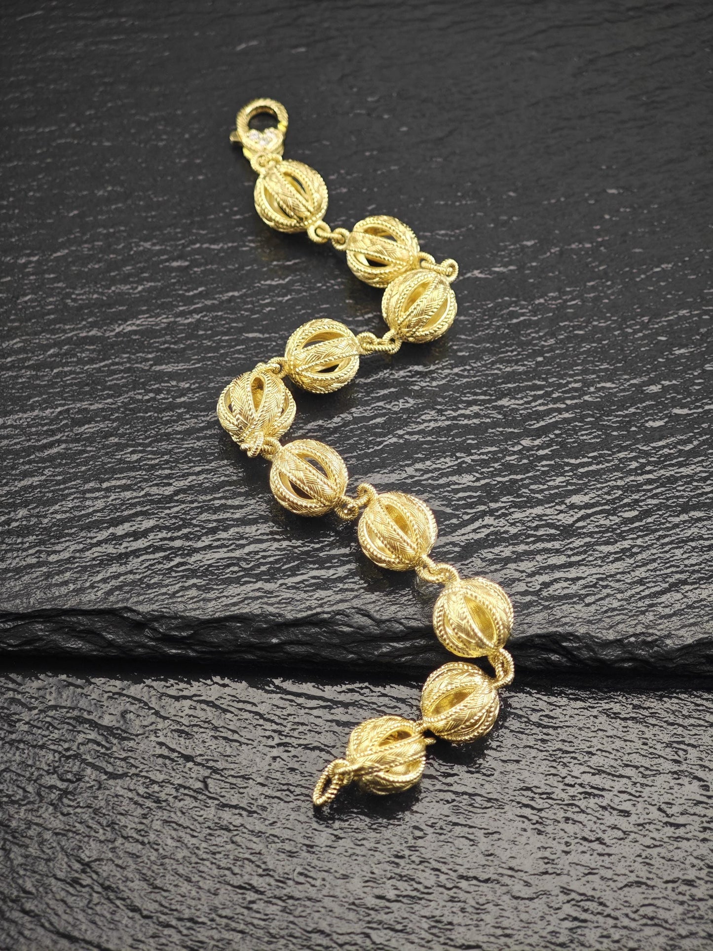 Judith Ripka Gold Tone Sphere Link Bracelet Sterling Silver