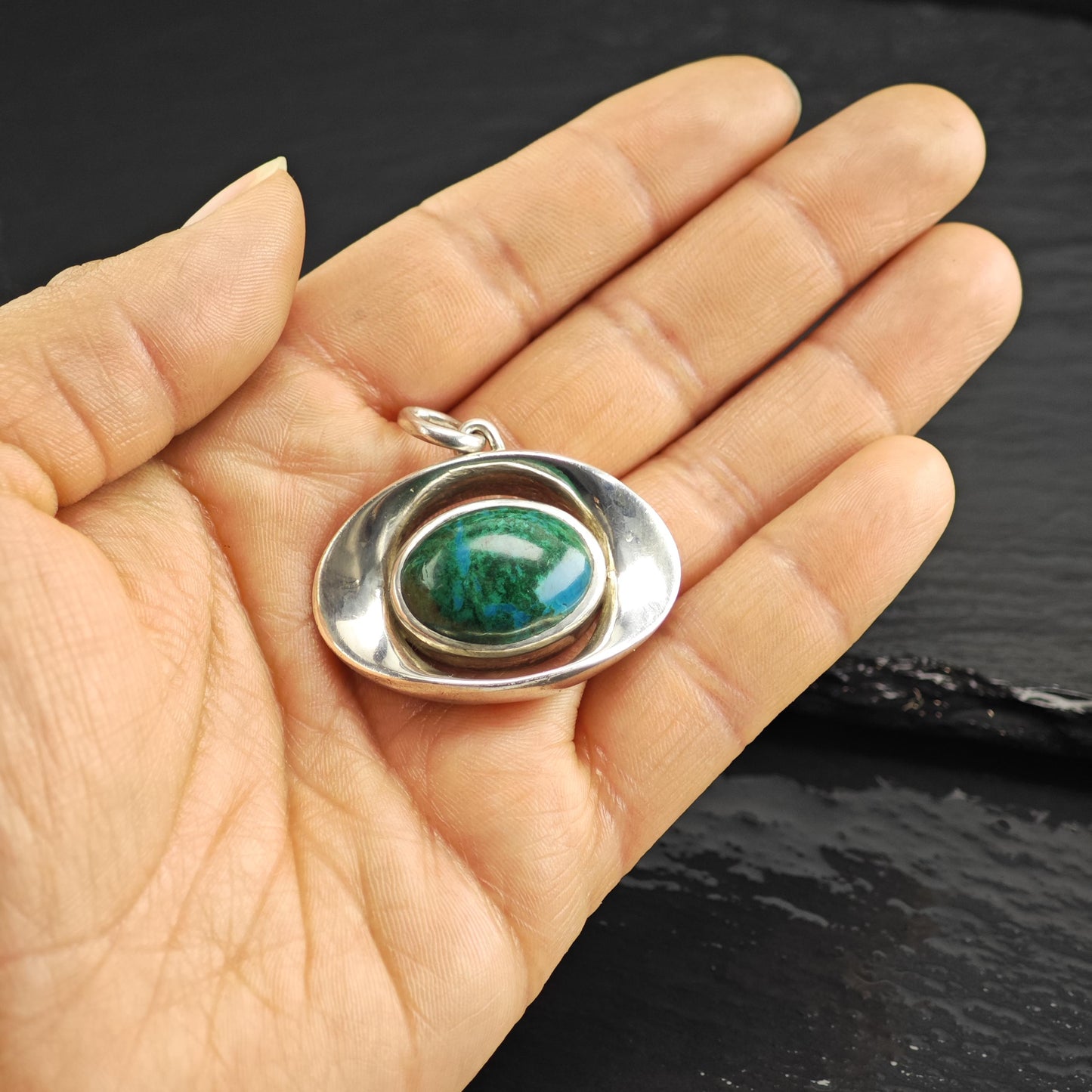 Chrysocolla Pendant Sterling Silver P3059