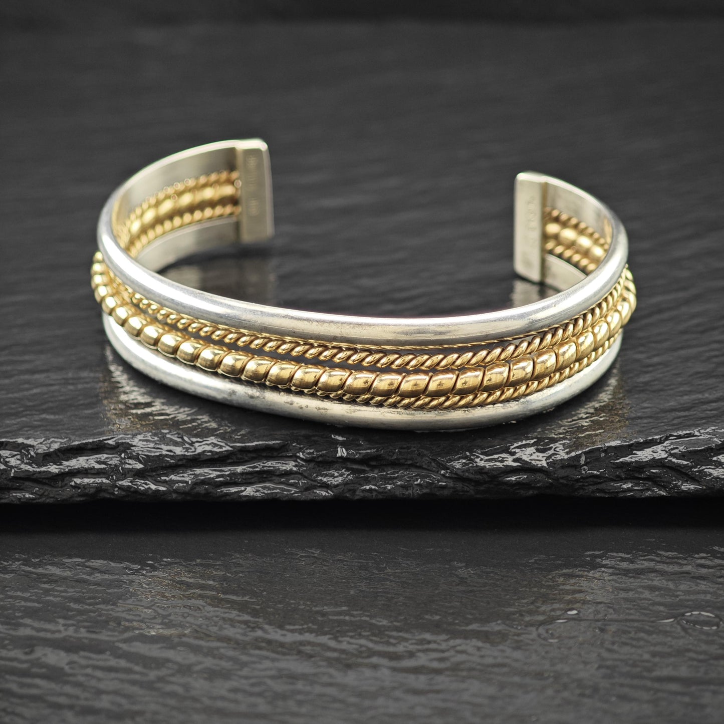 Navajo 12K GF Twisted Wire Cuff Sterling Silver Sz 6" BR3026