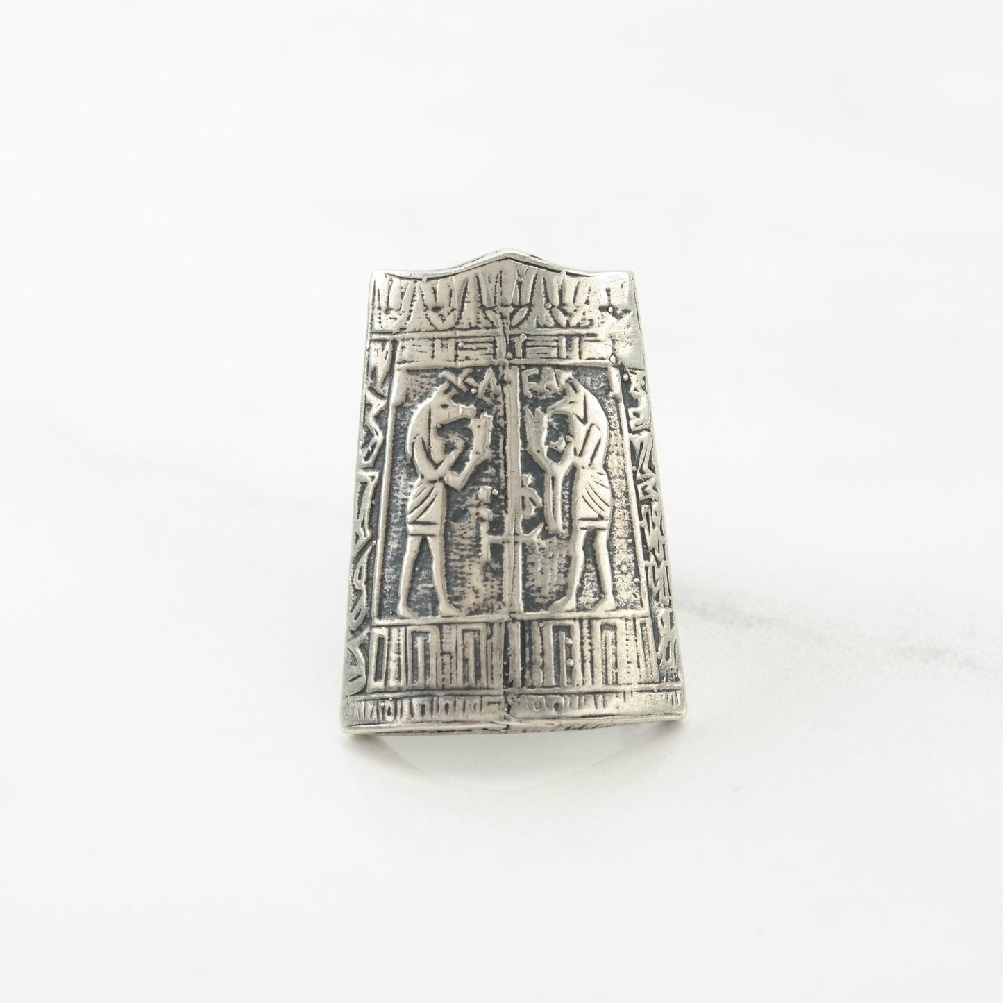 Vintage Egyptian Revival, Oxidized Sterling Silver Ring Size 5 3/4