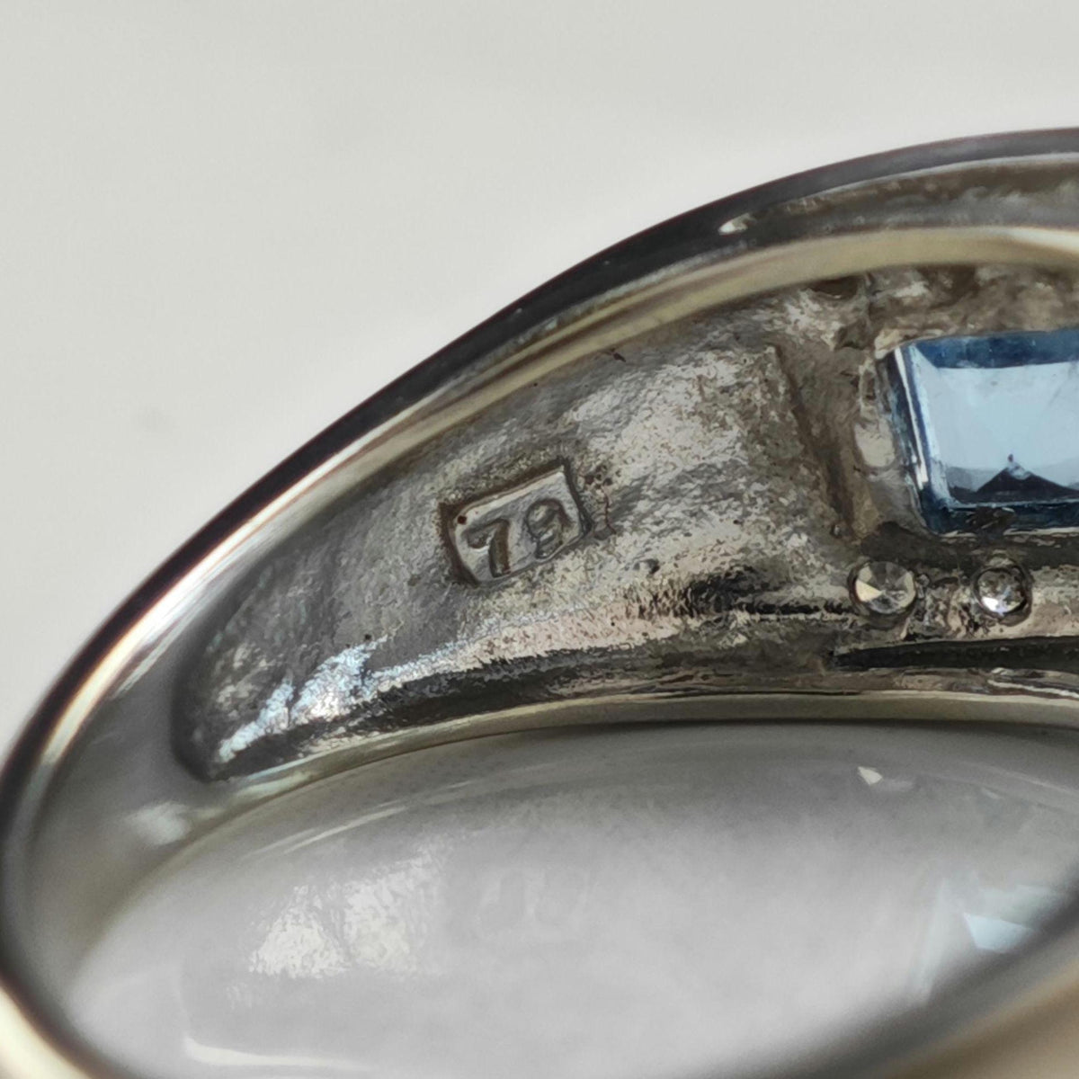 Designer Topaz & Diamond 14K White Gold Ring Sz 7 R6793