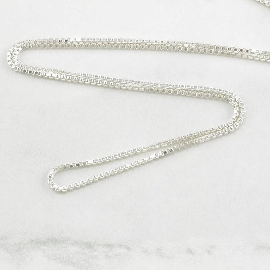 1mm link 22 inch Box Chain Sterling Silver Necklace