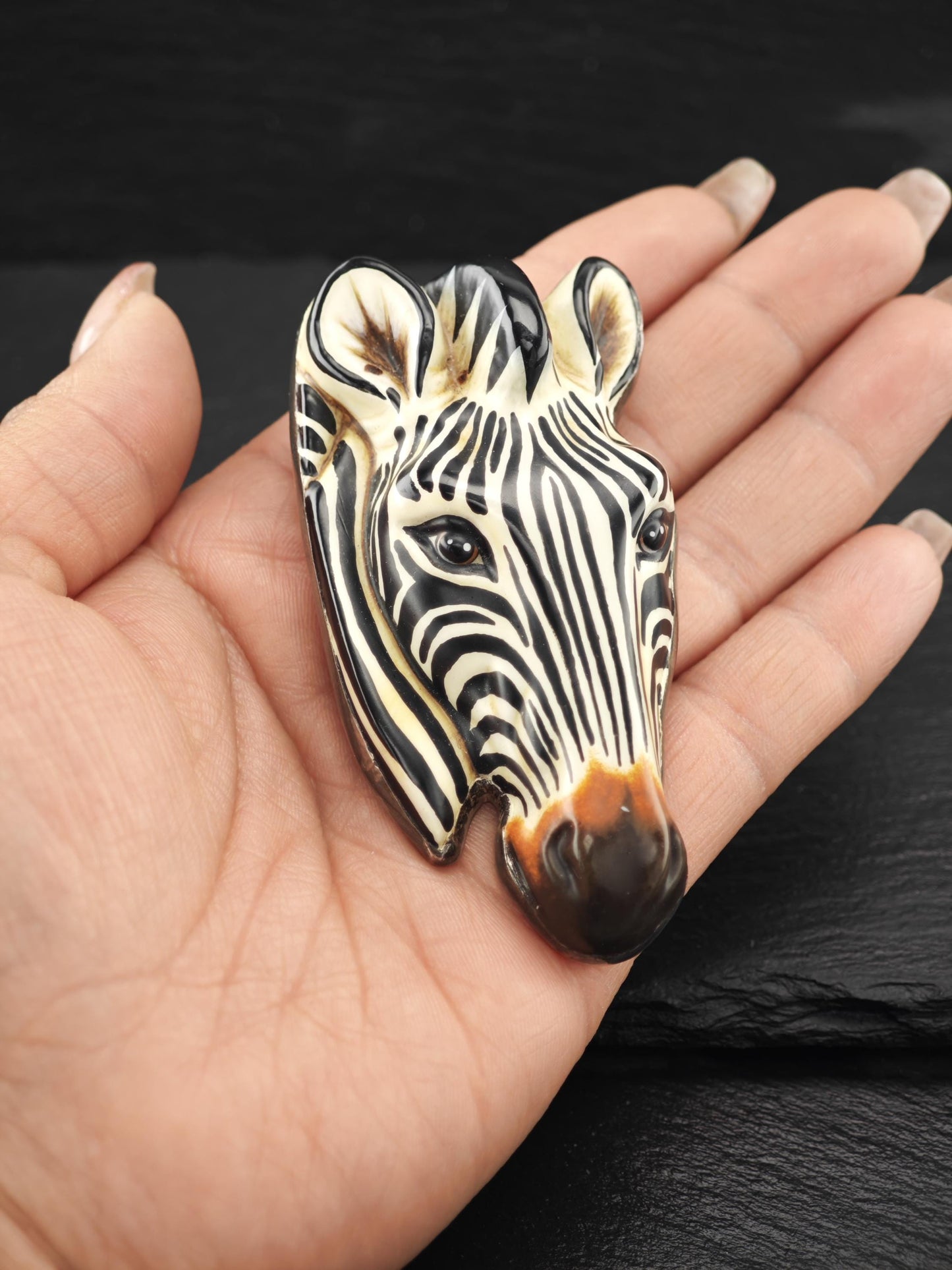 Sergio Bustamante Sterling Silver Brooch Pendant Zebra Multi-color B2053
