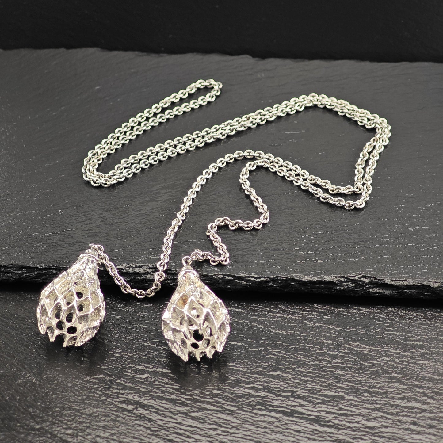 Vintage Handmade Sterling Silver Lariat Scarf Necklace Long Ball Chain