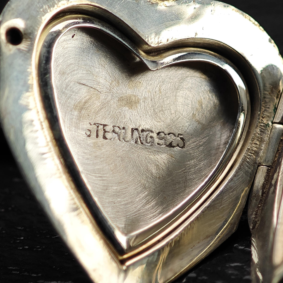 Enamel Heart Floral Locket Sterling Silver Pendant P3159