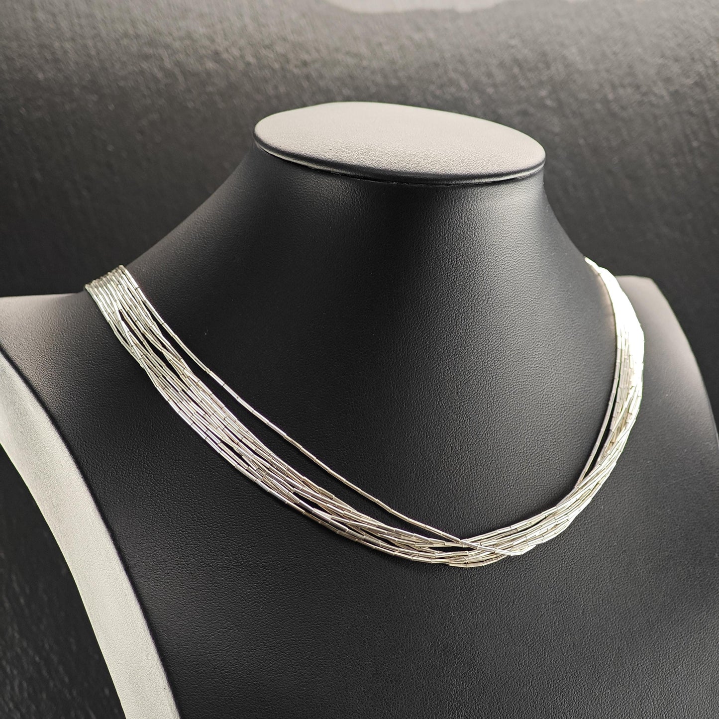 Vintage Liquid Silver 10 Strand, 26 Inch Necklace Sterling Silver