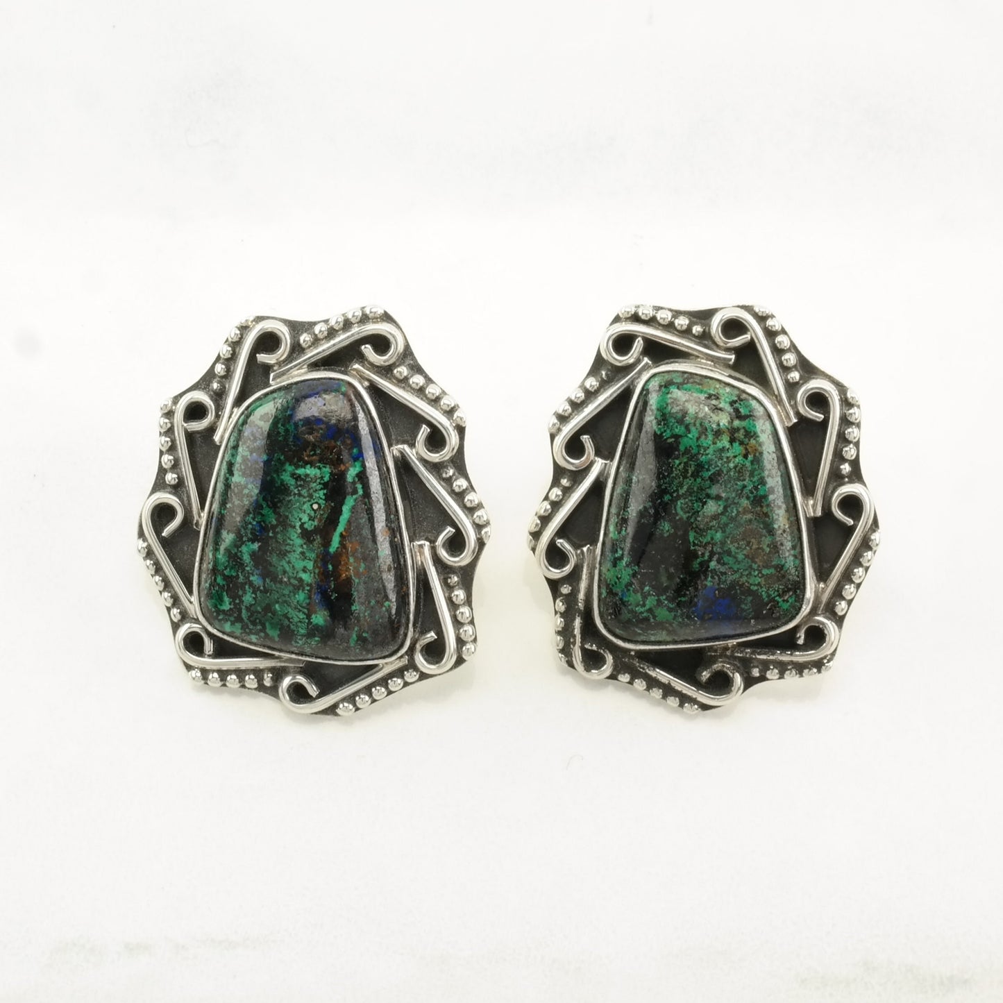 DTR Sterling Silver Chrysocolla Southwest Earrings Stud