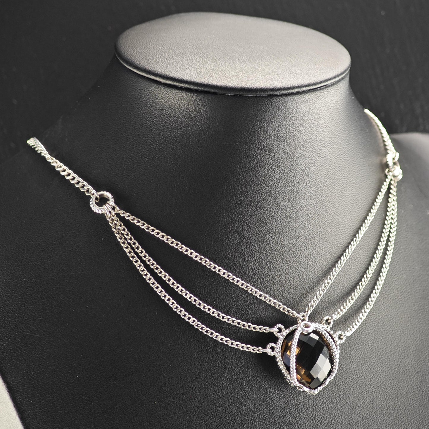 Anthony Nak Smoky Quartz, Heart Sterling Silver Necklace N2736