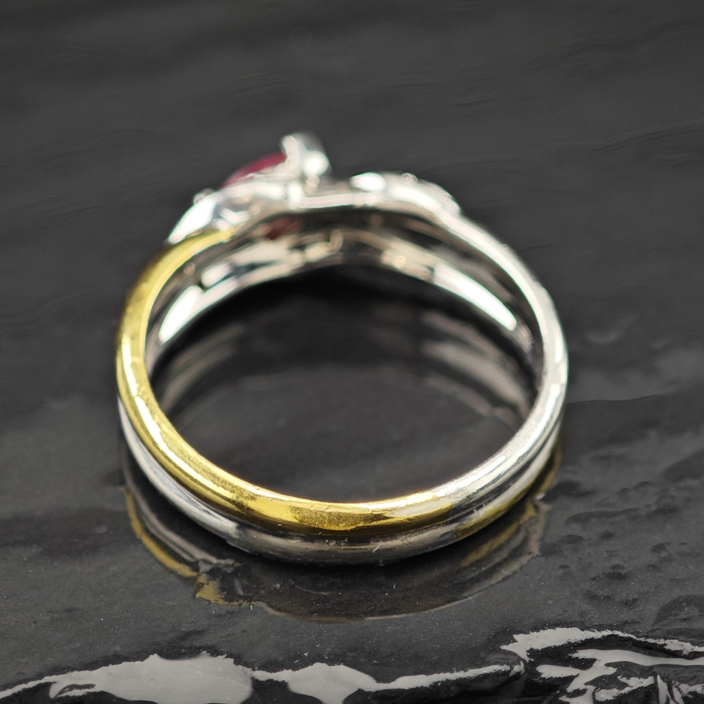 Glass Filled Ruby Gold Plated Accent Ring Sterling Silver Sz 7 3/4 R6231