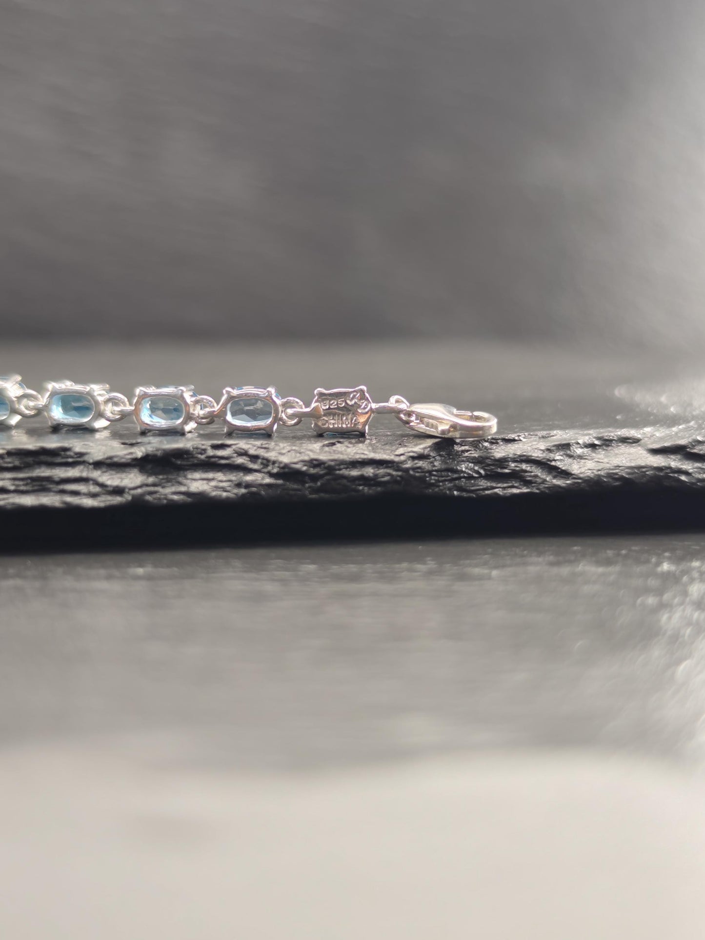 Vintage London Topaz Line Bracelet Sterling Silver