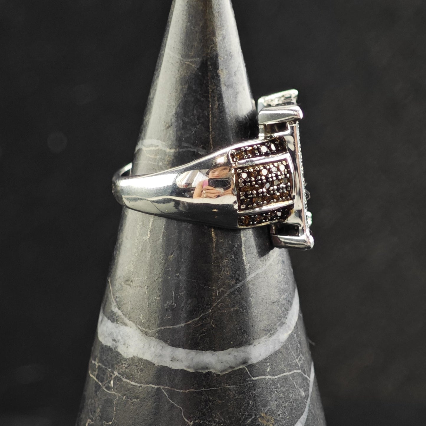 3/4 cttw Brown Diamond Square Sterling Silver Ring Sz 6 R6550