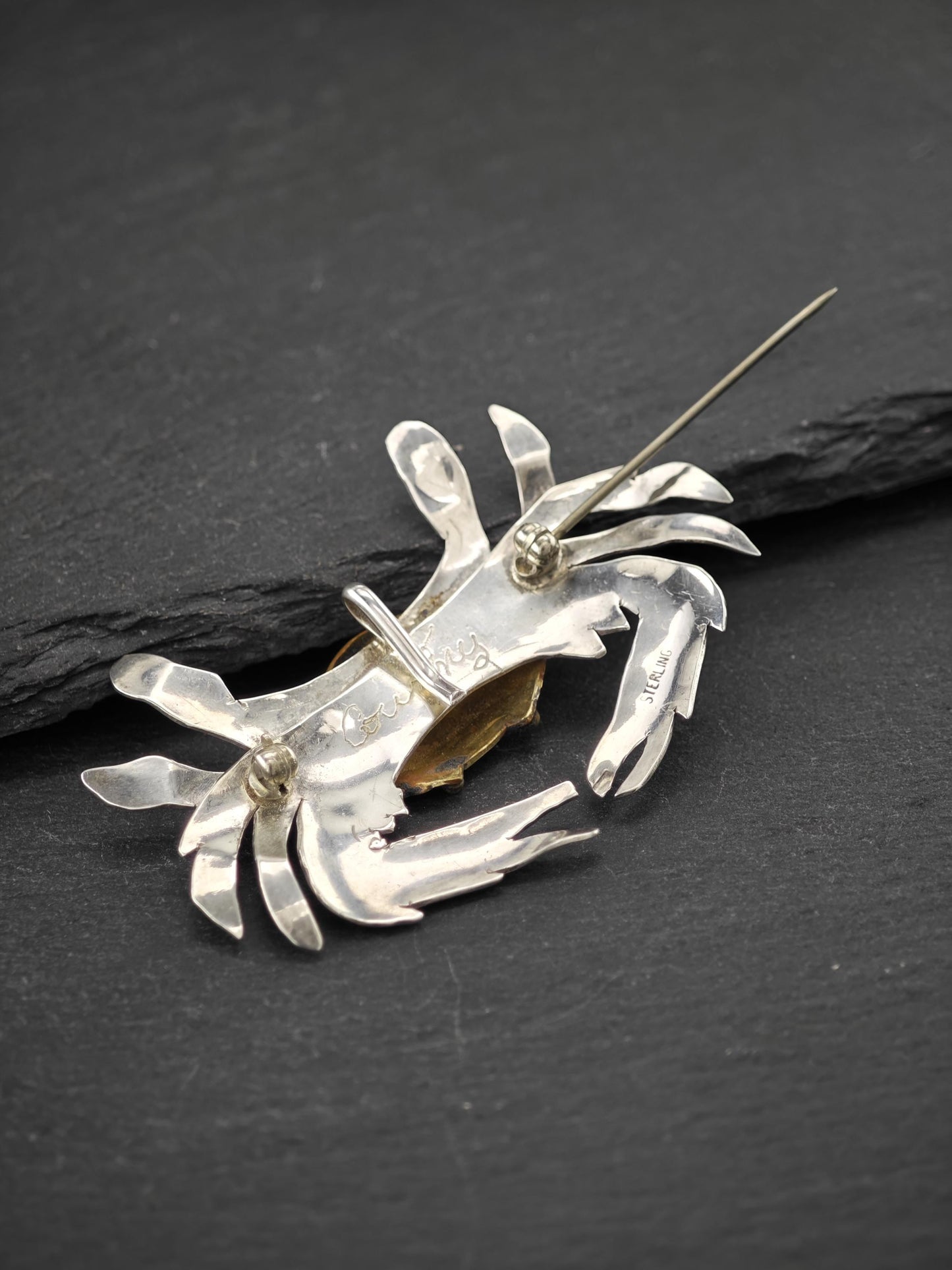 Studio Brass, Gold Tone Crab Brooch/Pendant Sterling Silver