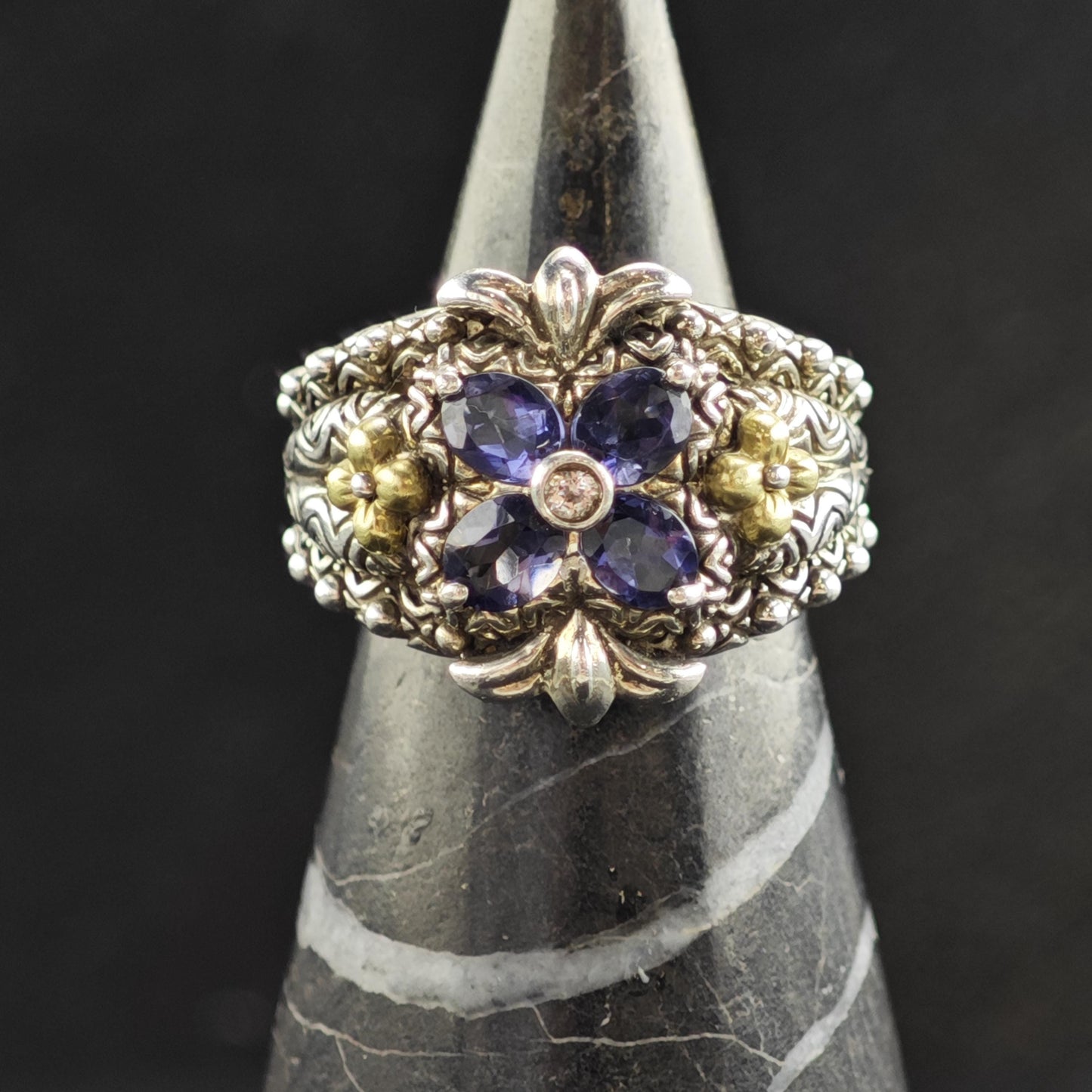 Bixby Tanzanite 18K Gold Accent Sterling Silver Ring Sz 6 R6548