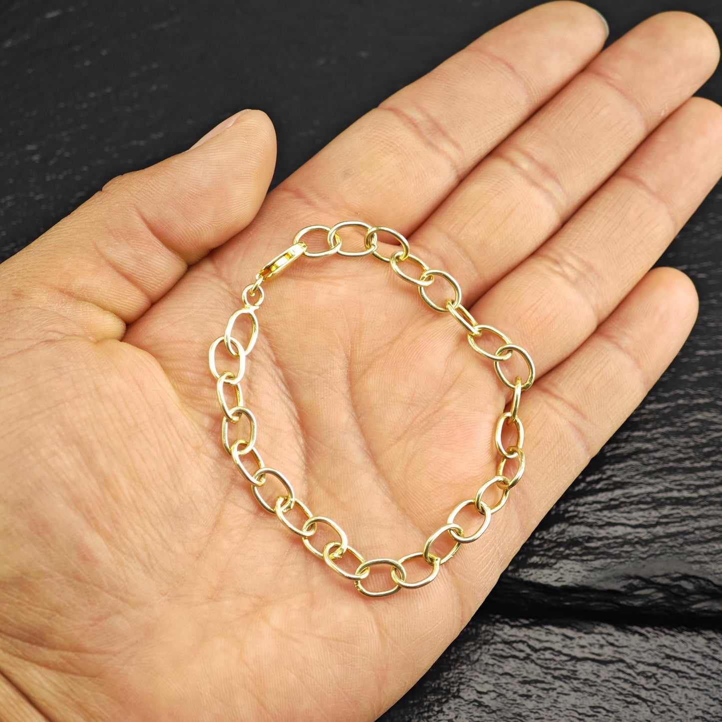 Gold-Plated Sterling Silver Link Bracelet Sz 6 1/2" BR3113