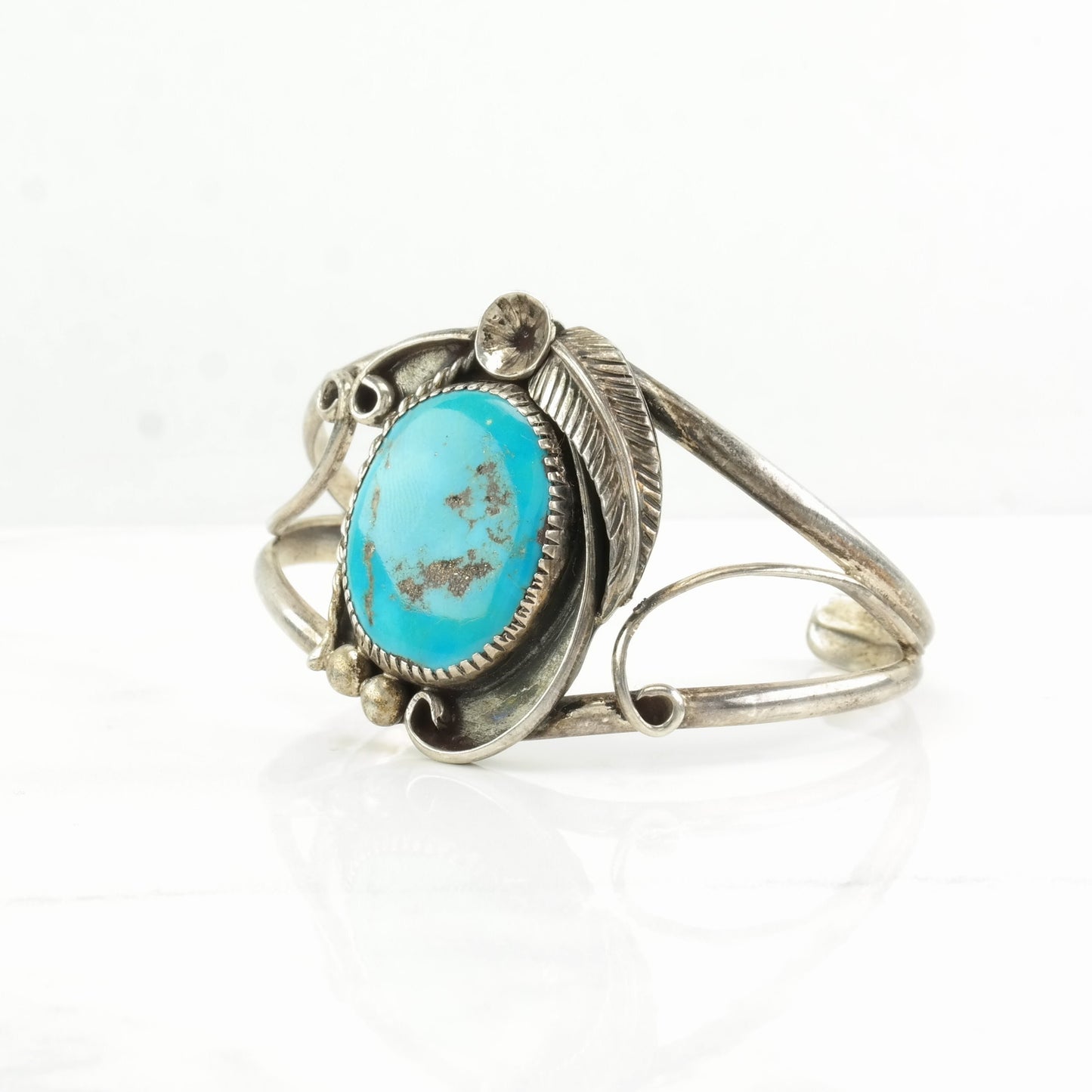 Sterling Silver Cuff Bracelet Blue Turquoise