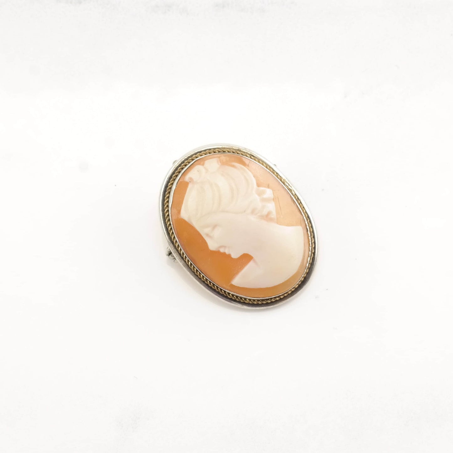 Sterling Silver Brooch Carved Cameo