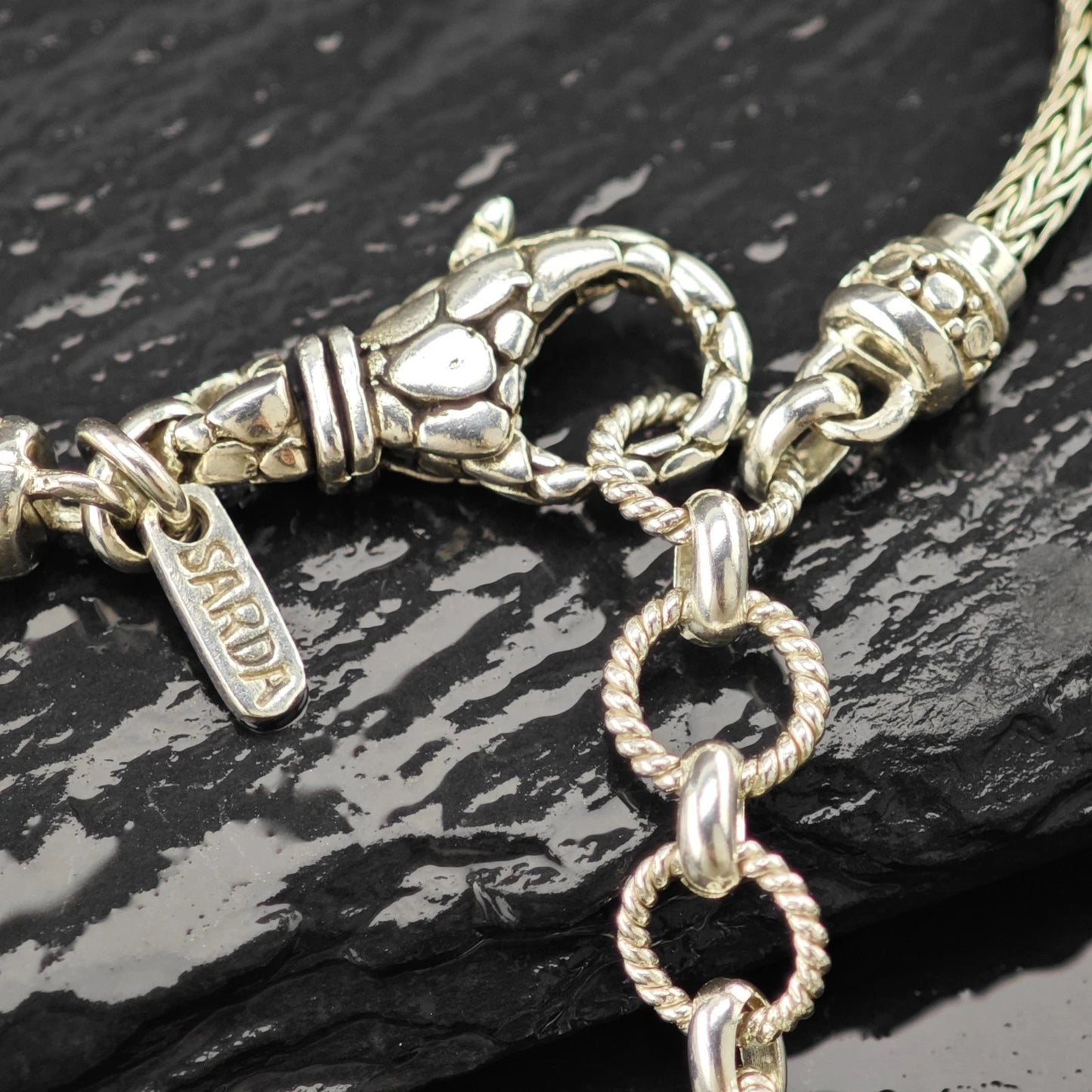 Vintage Sarda Sterling Silver Snake Chain Necklace Adjustable 24" N2644