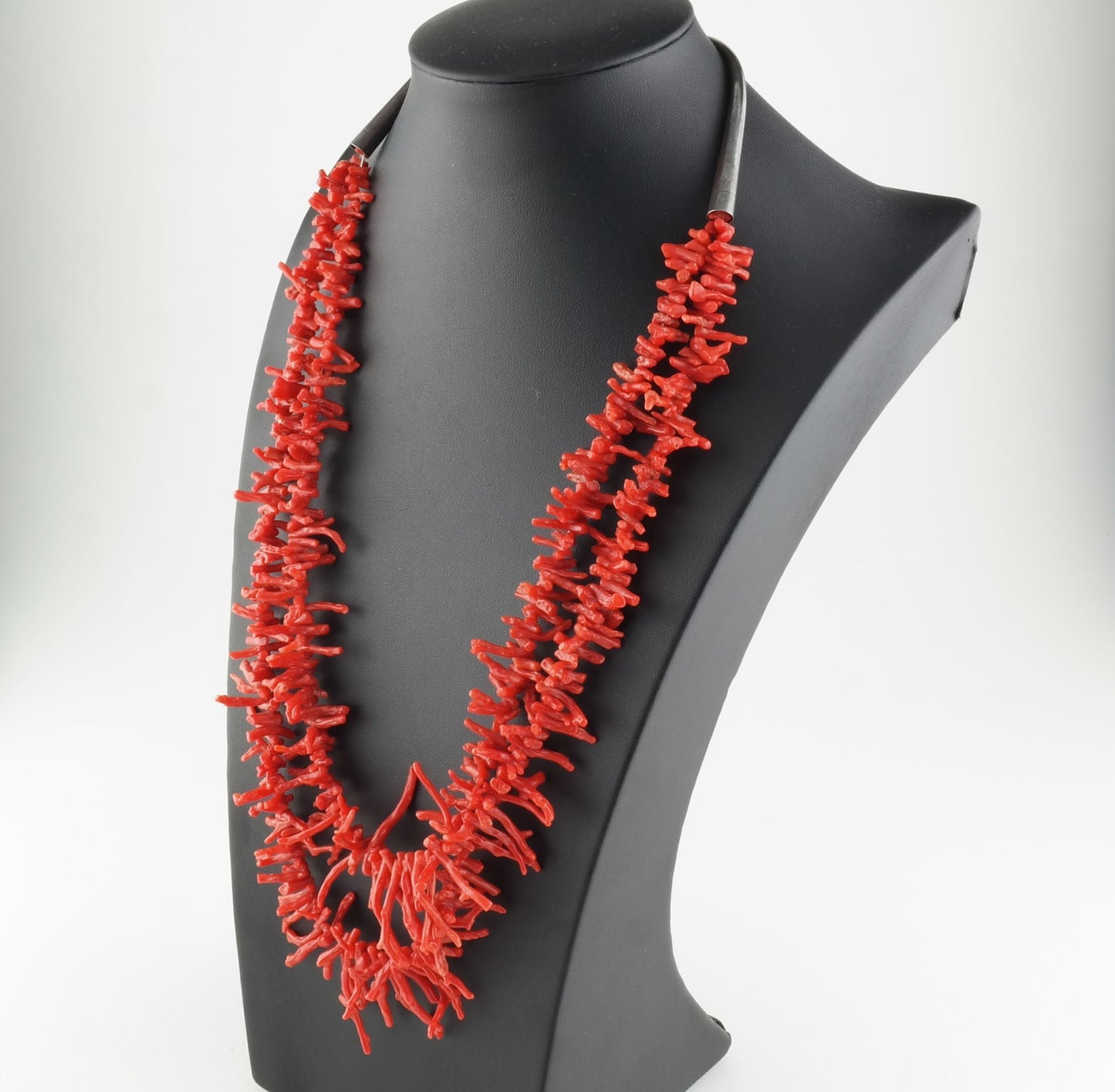 Native American Coral Necklace Sterling Silver