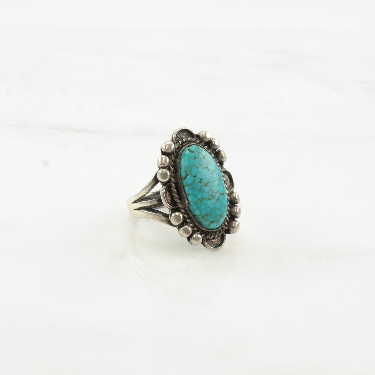 Fred Harvey Era Silver Ring Turquoise Sterling Size 6