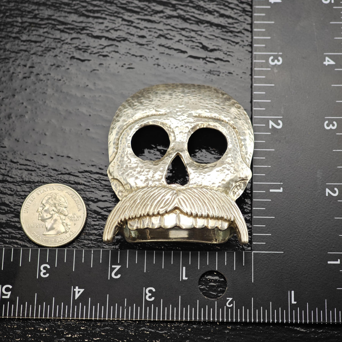 Vintage Skull, Mustache 1 1/4" Belt Buckle Sterling Silver MISC0407