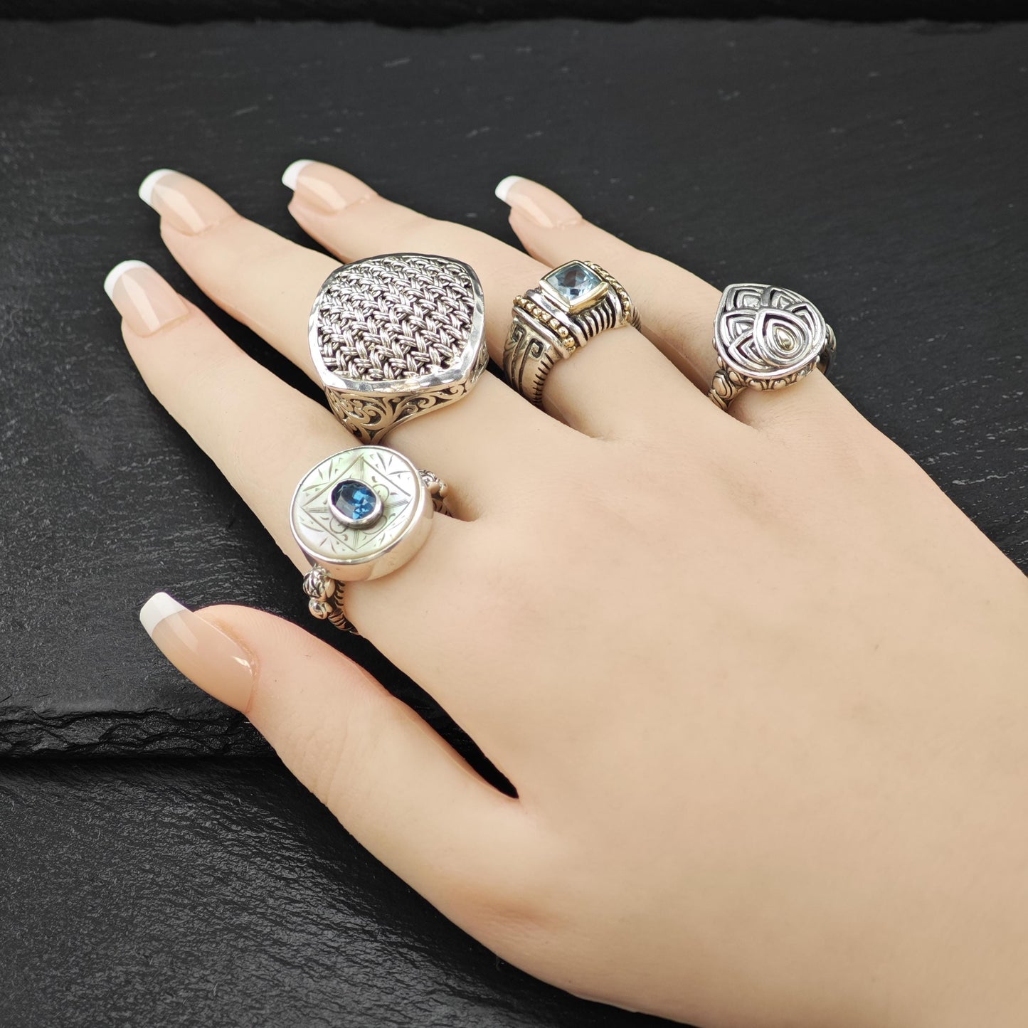 Lois Hill Filigree Lg Ring Sterling Silver Sz 7