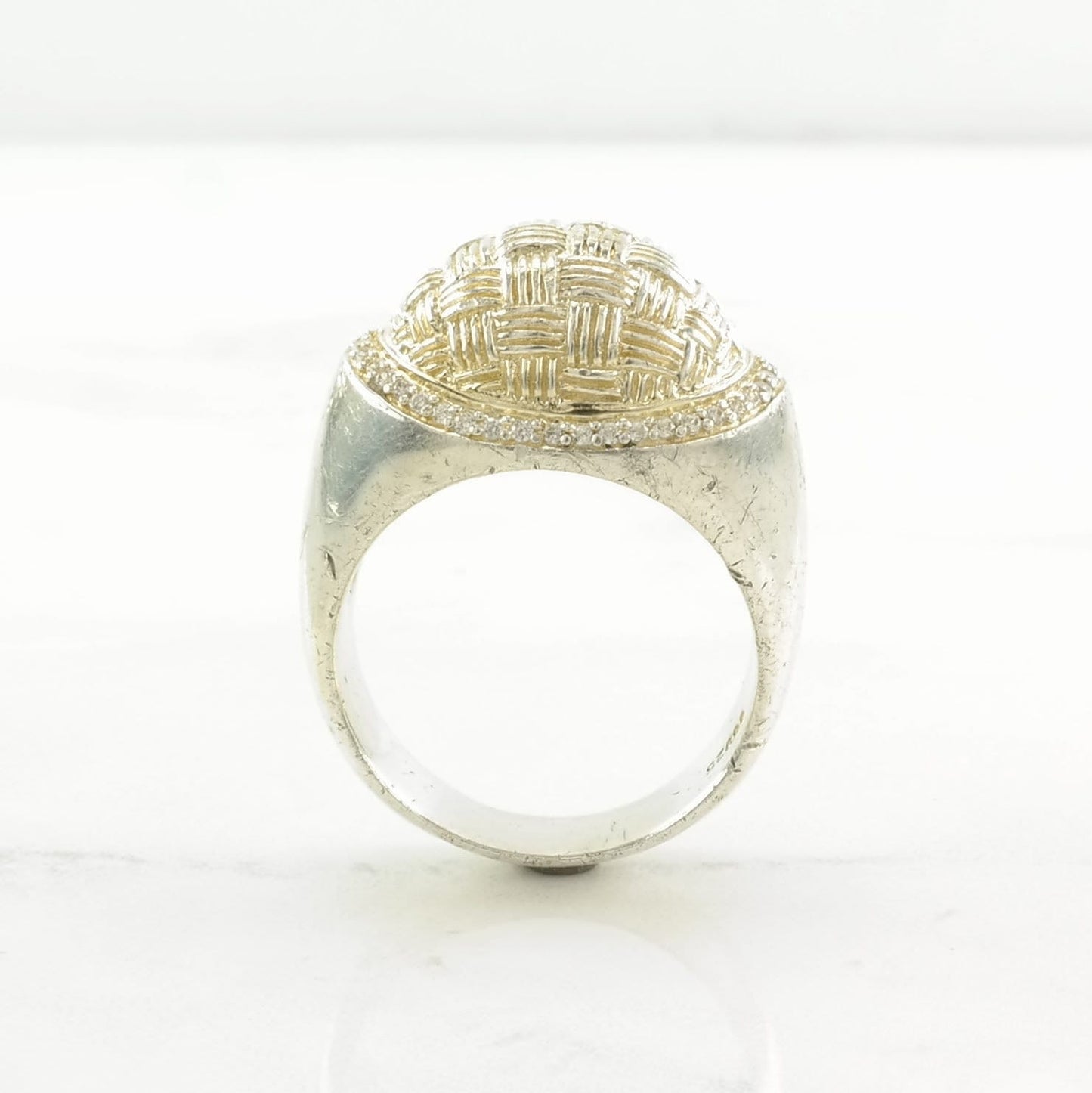 Sterling Silver Ring, CZ Gold Tone Accent Size 9 1/4