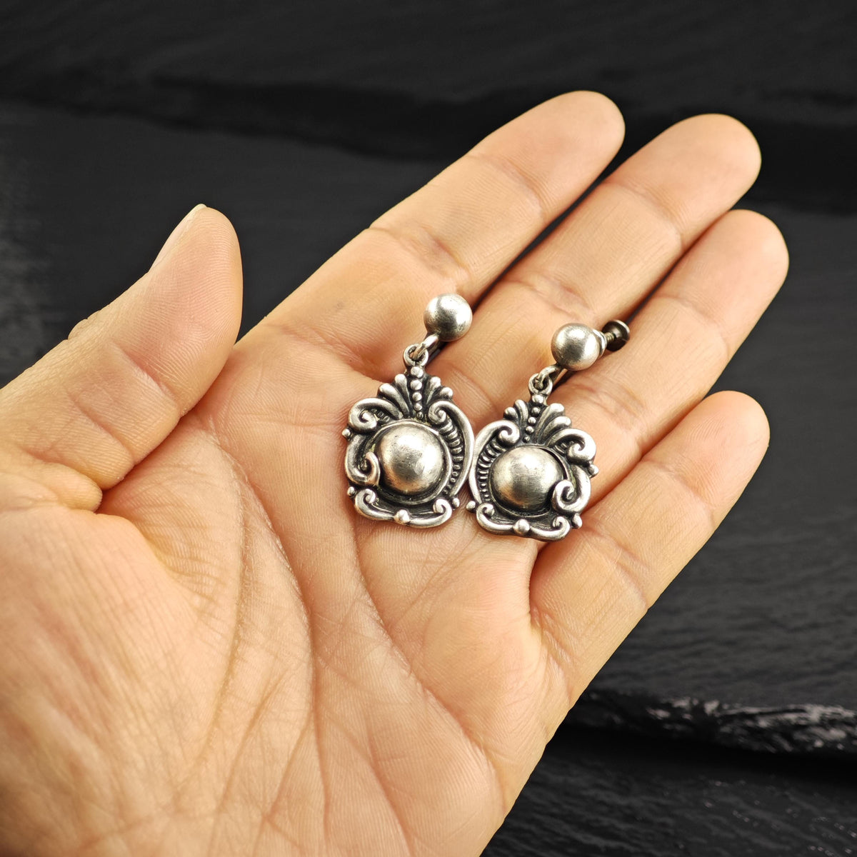 Vintage Margot De Taxco 5270 Screw Back Sterling Silver Earrings ER3240Gra