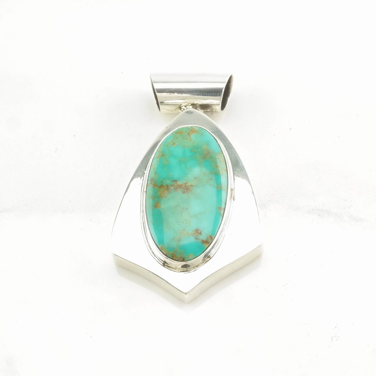 Native American Turquoise, Overlay Reversible Sterling Silver Pendant