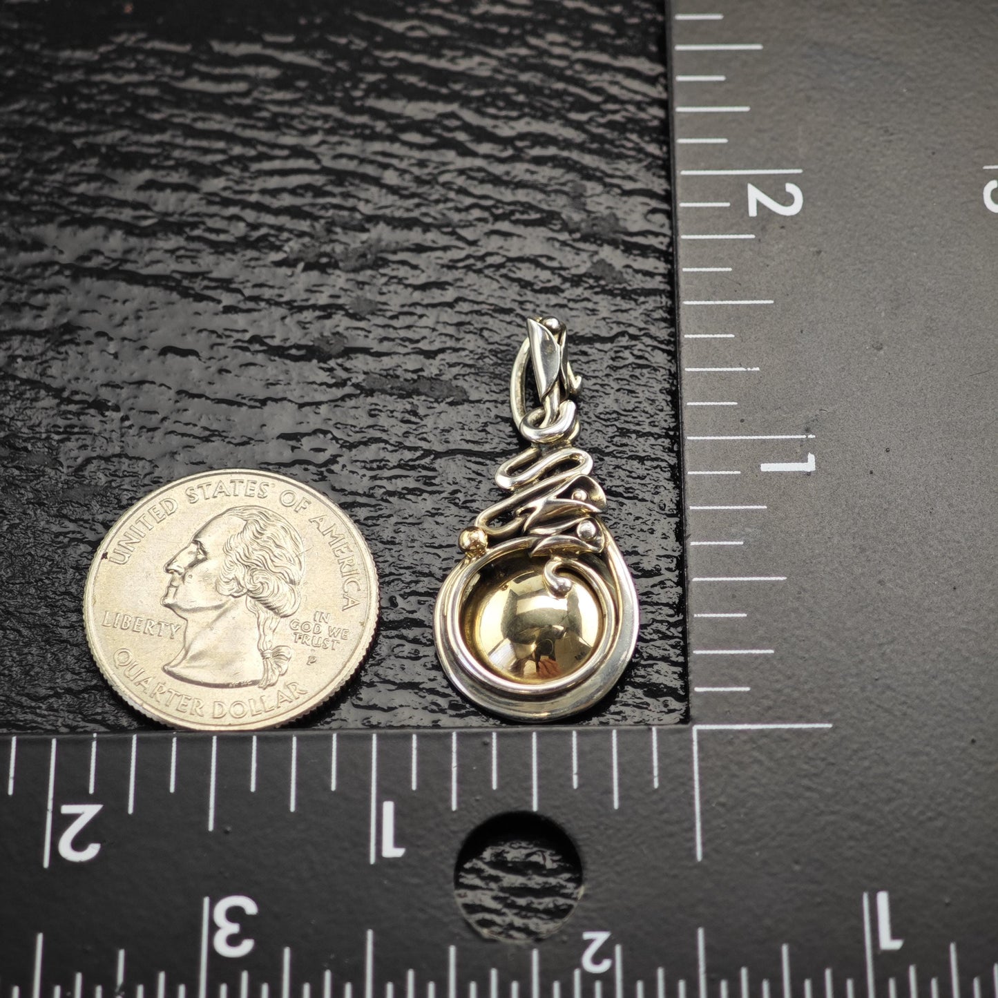 14K Gold Accent Sterling Silver Pendant P3047