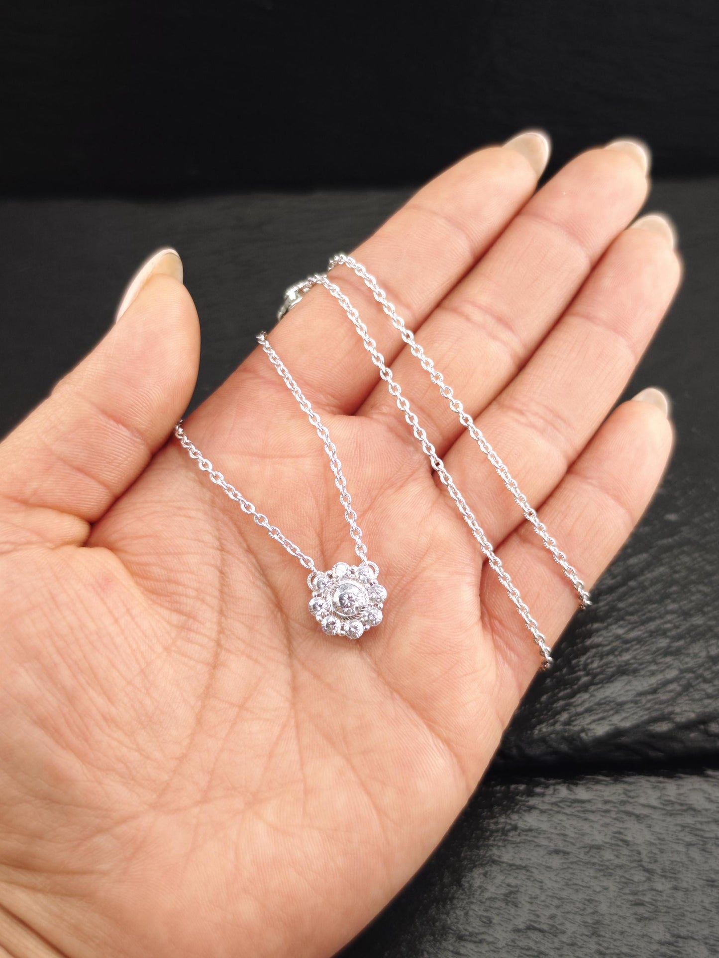 Judith Ripka DQCZ, Floral Necklace Sterling Silver N2525
