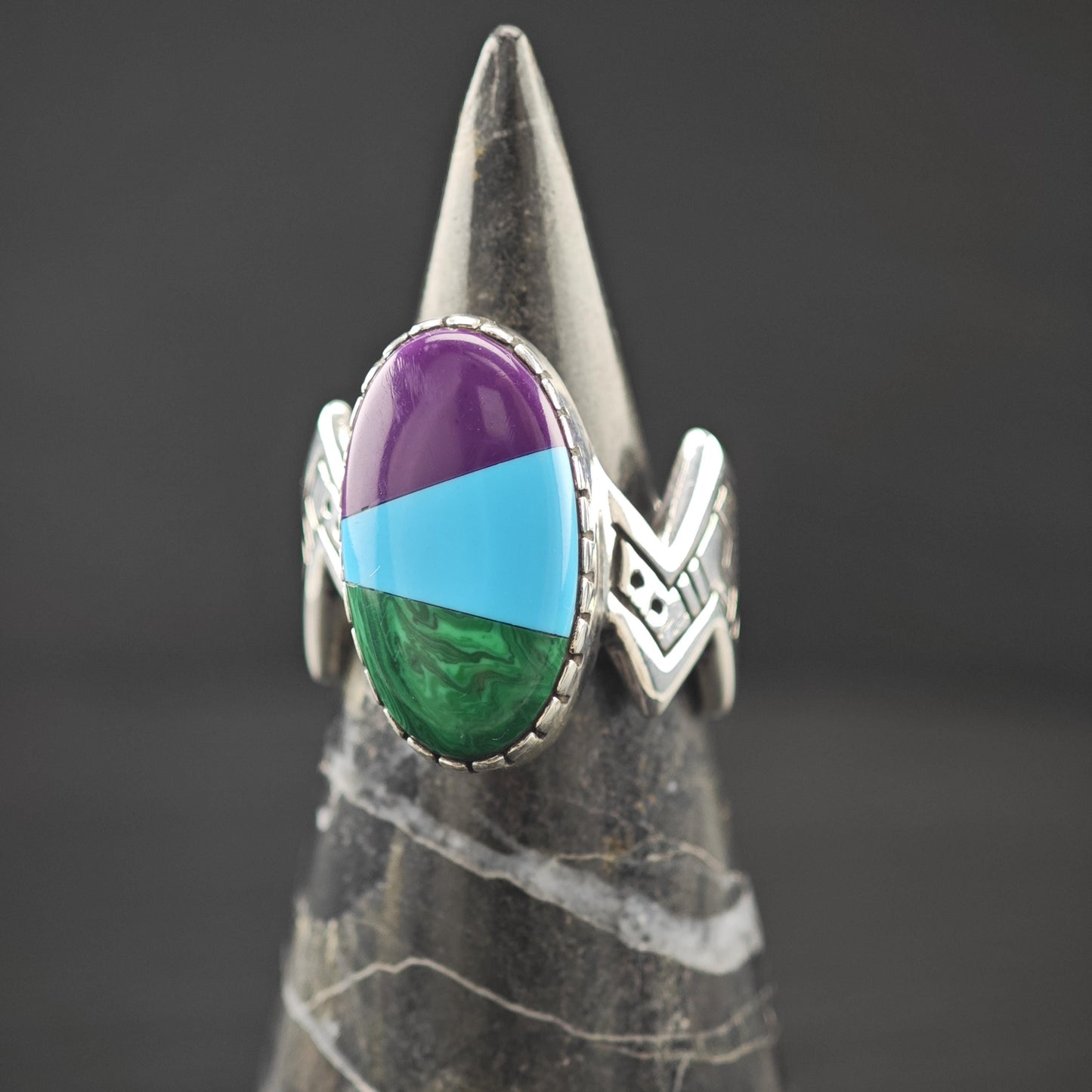 Native American Inlay Ring Sterling Silver
