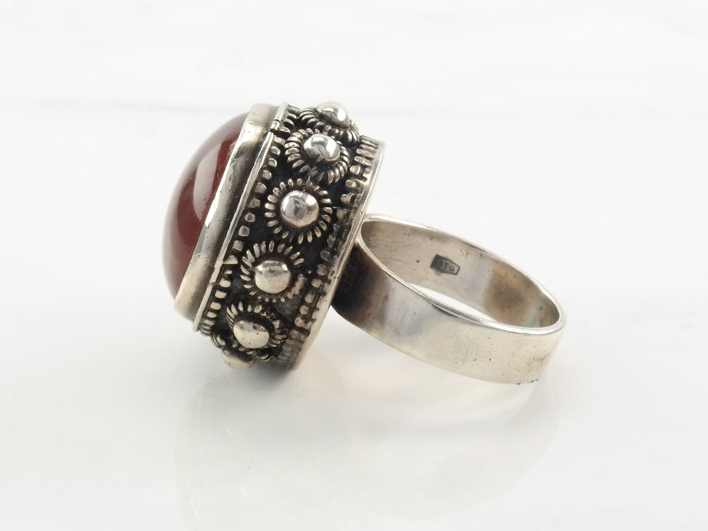 Brutalist Ring Agate Sterling Silver Size 7 1/2