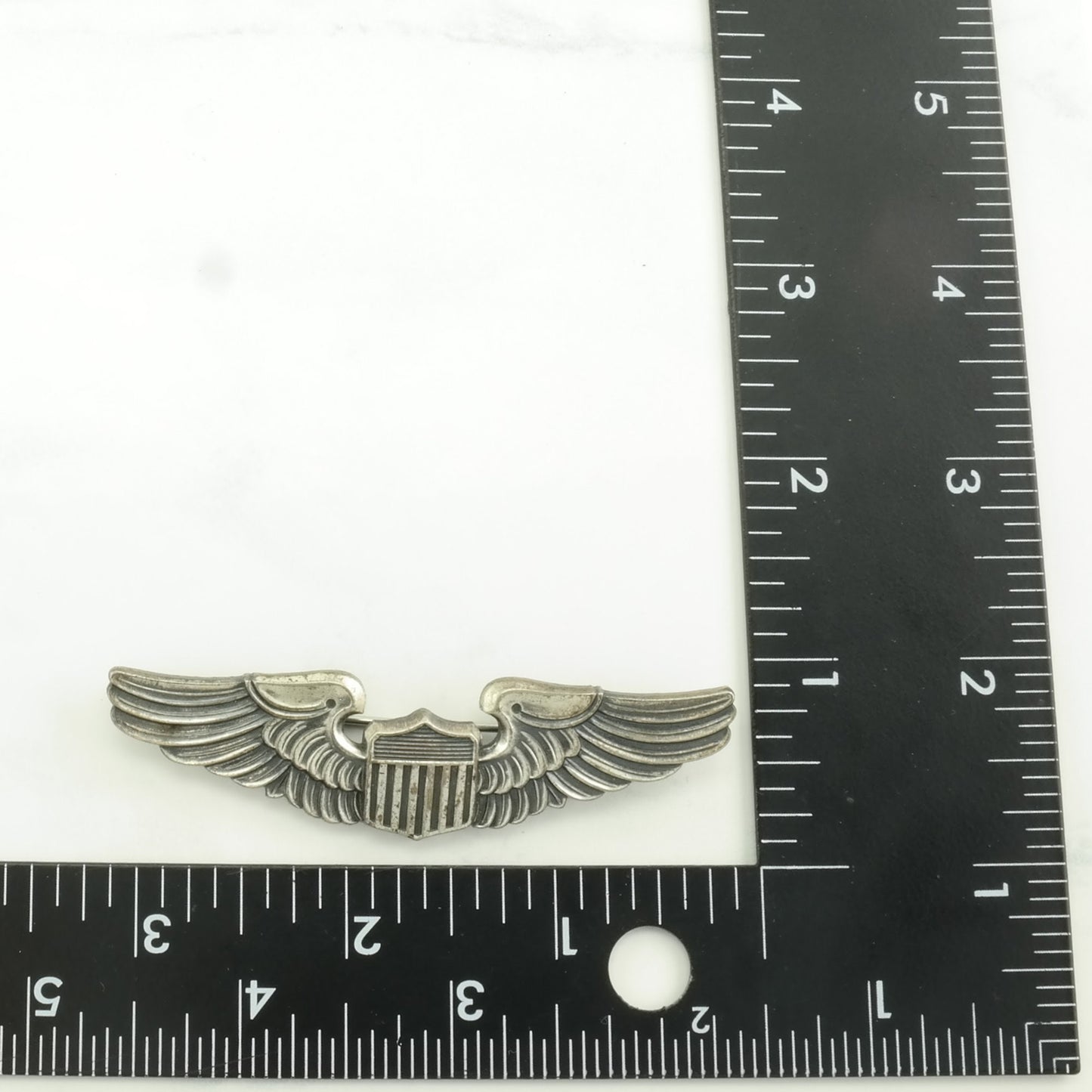 WWII Sterling Silver Brooch 3" Size, Large Pilot, Airforce, Wings