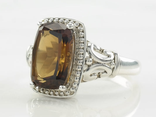 Sterling Silver Ring Citrine Square Size 8