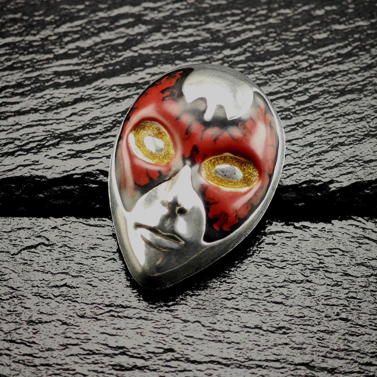Italy Painted Mask Sterling Silver Brooch B2267