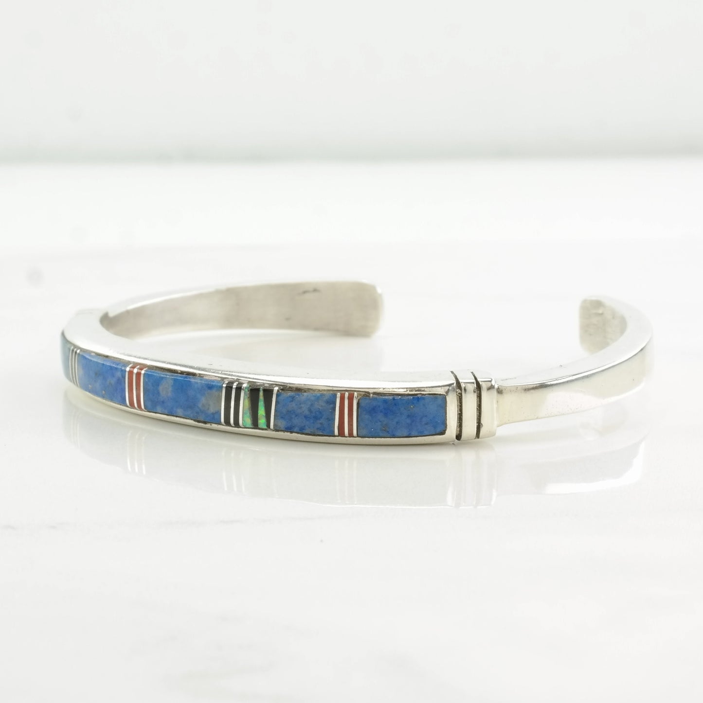 Native American Sterling Silver Cuff Bracelet Lapis lazuli, Multi Gem