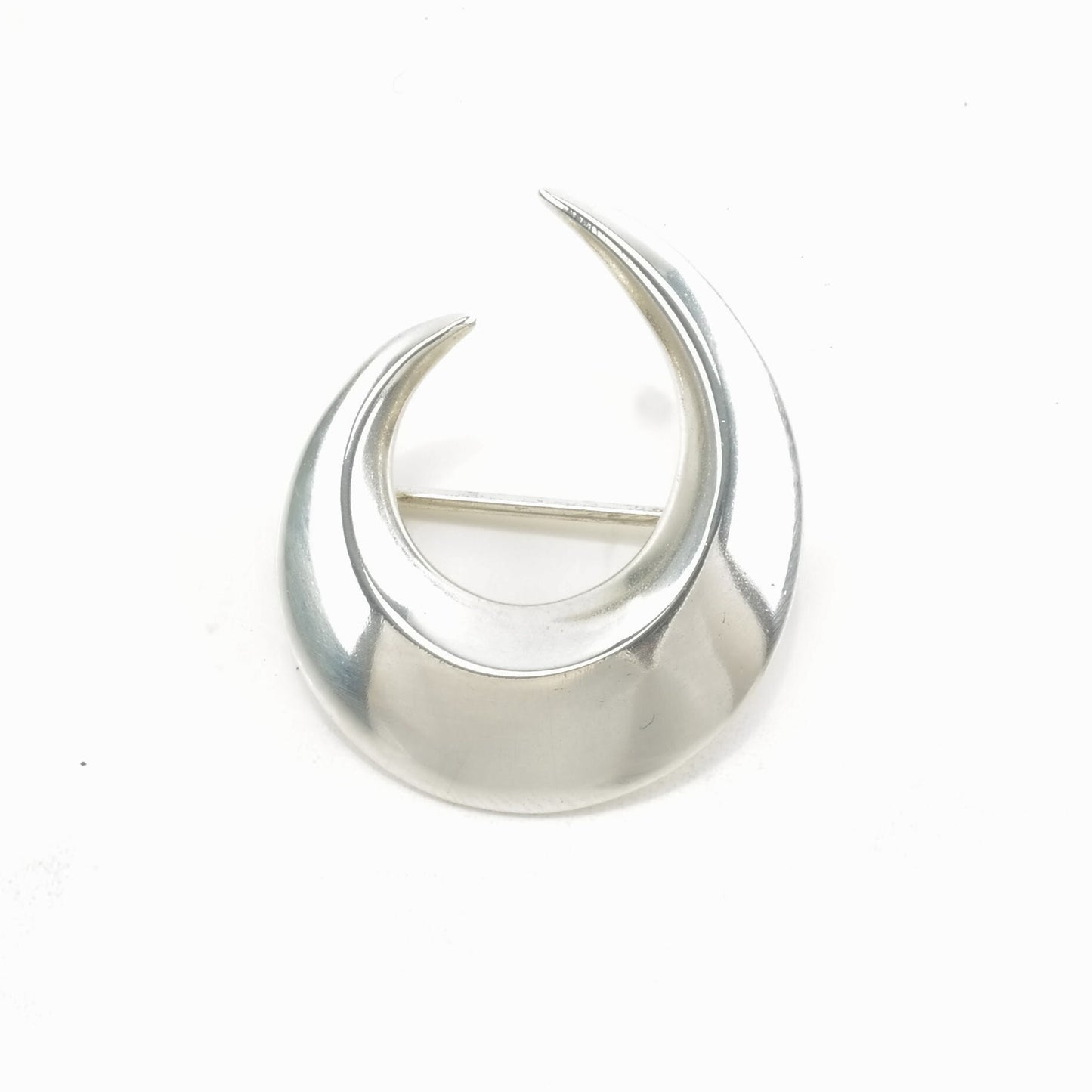 Vintage Hans Hansen Sterling Silver Brooch Flame, Crescent Abstract