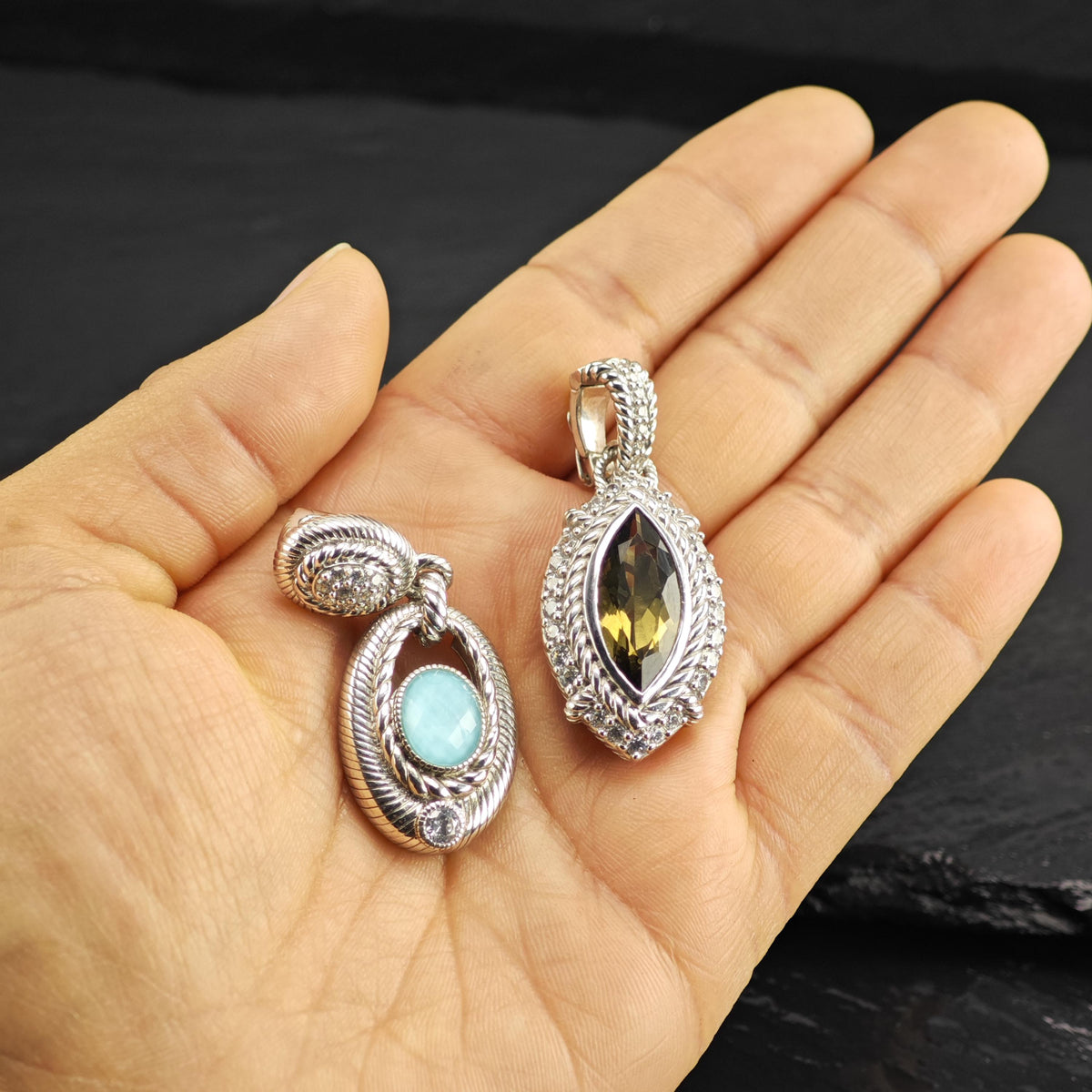 Choice of Judith Ripka Citrine or Doublet Sterling Silver Pendants P3120