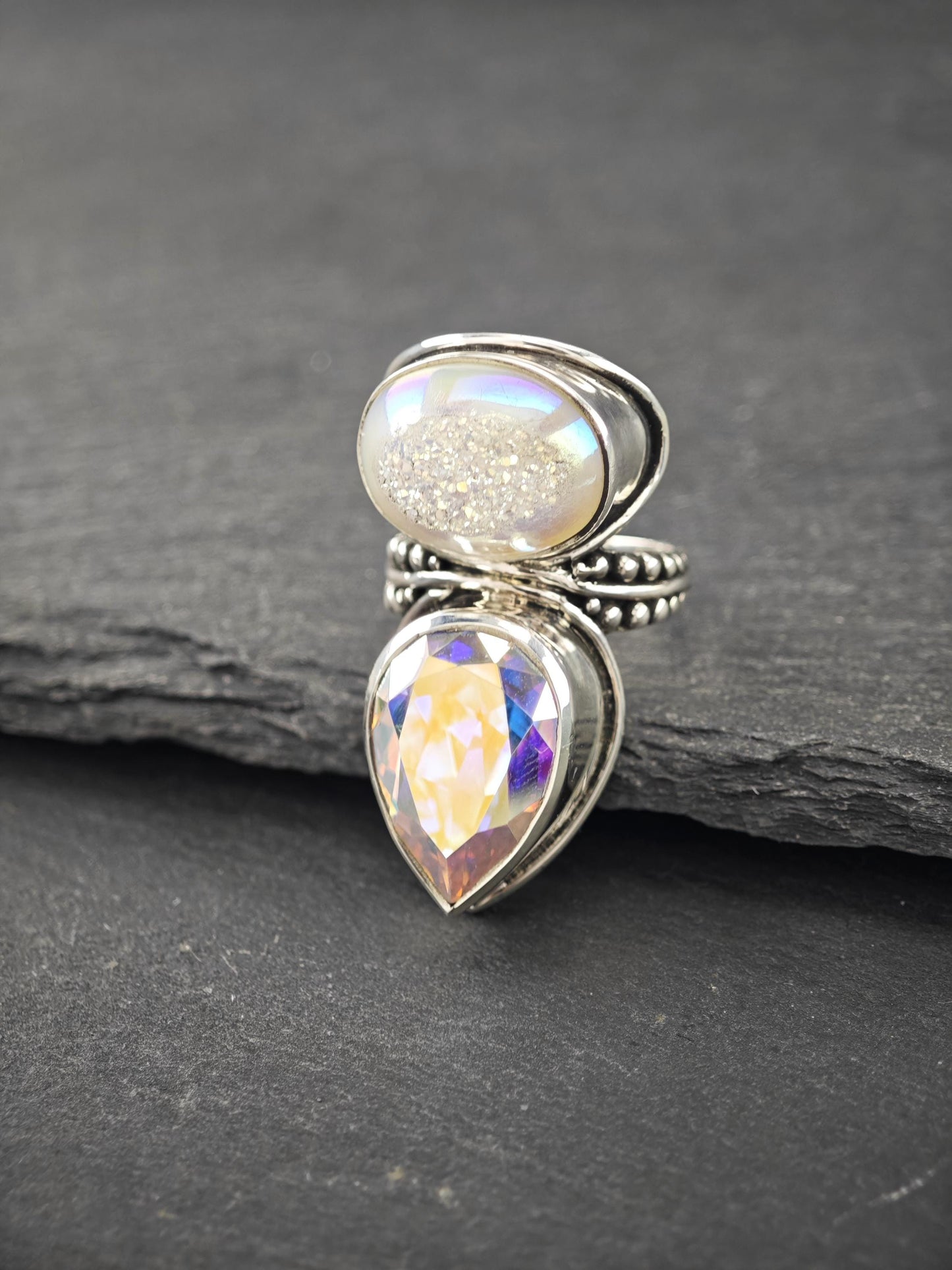 Sajen Rainbow, Druzy Ring Sterling Silver