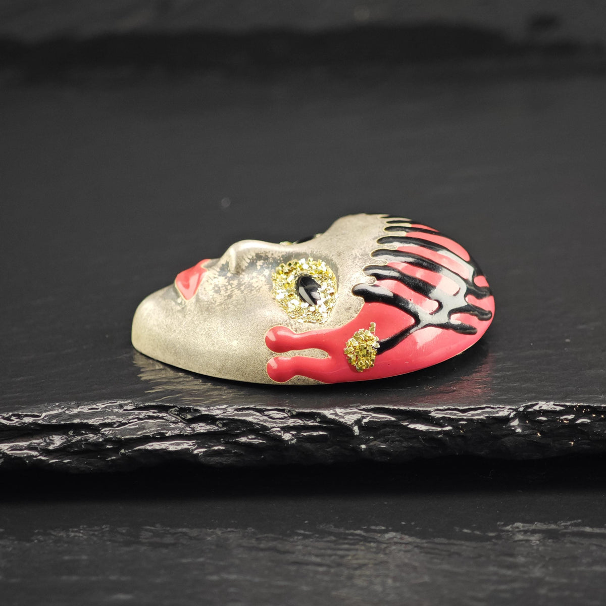 Venetian Enamel Glitter Mask Sterling Silver Pendant P3099