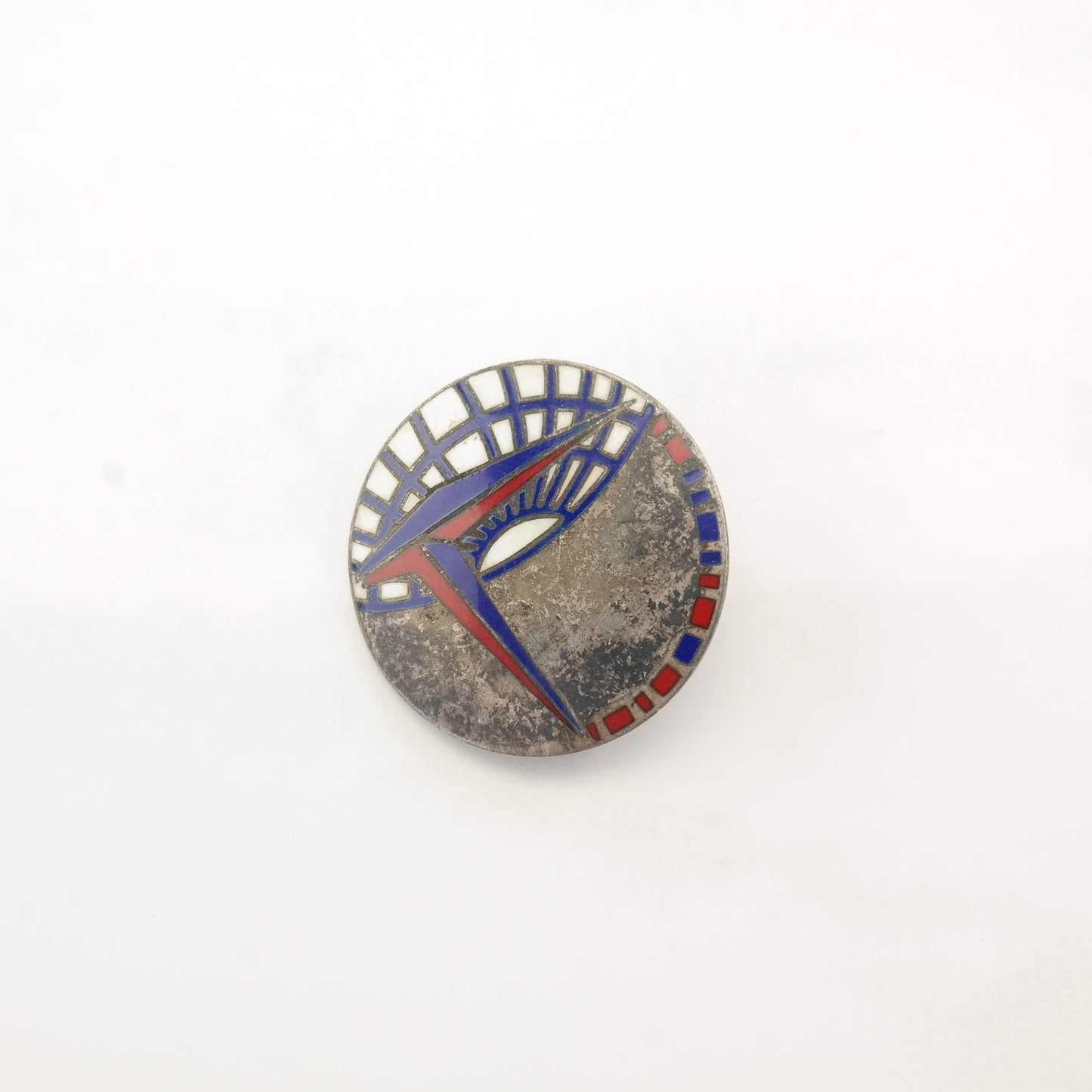 Art Deco Sterling Silver Brooch Inlay Enamel