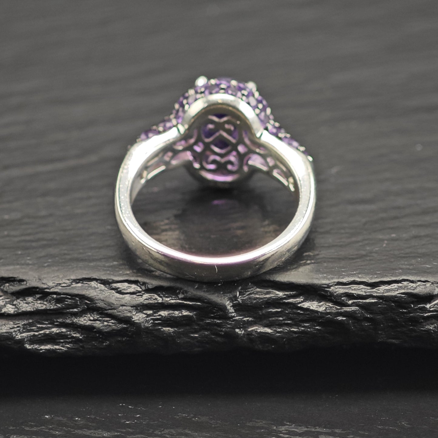 Amethyst Pave Sterling Silver Ring Sz 5 R6743