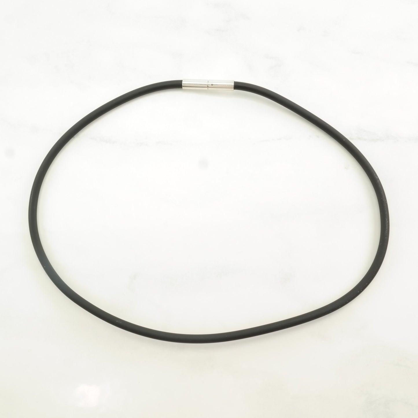 Georg Jensen Sterling Silver Black Vinyl, Cord Necklace