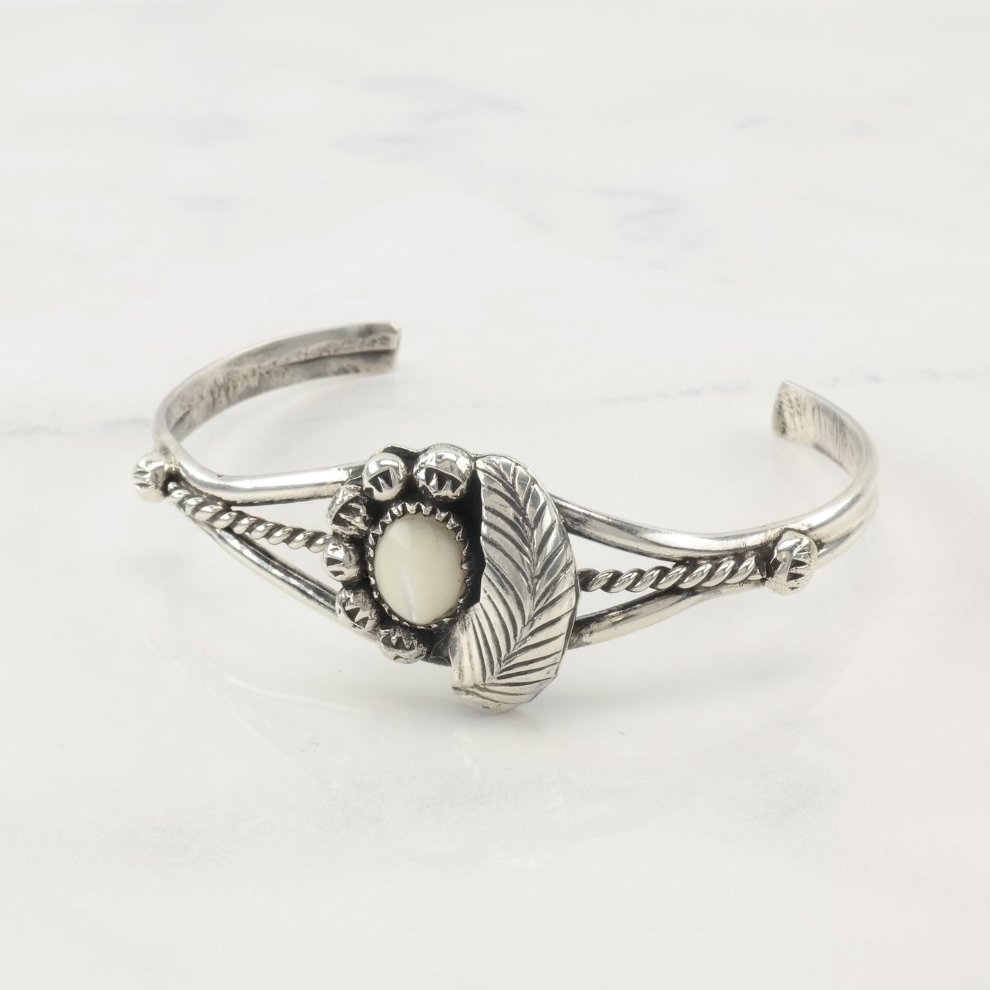 Native American MOP Cuff Bracelet Sterling Silver