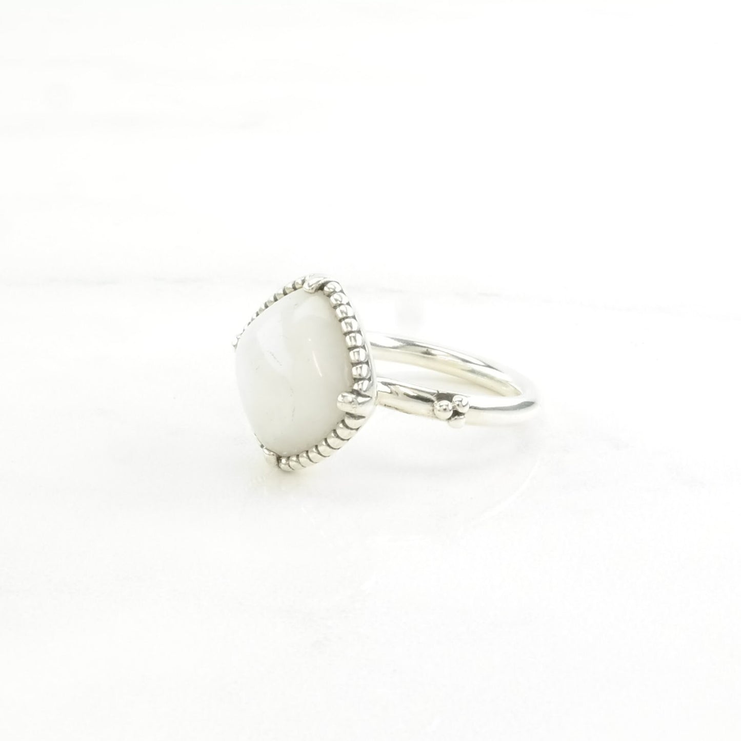 Pandora Silver Ring Quartz Sterling White Size 5 1/4