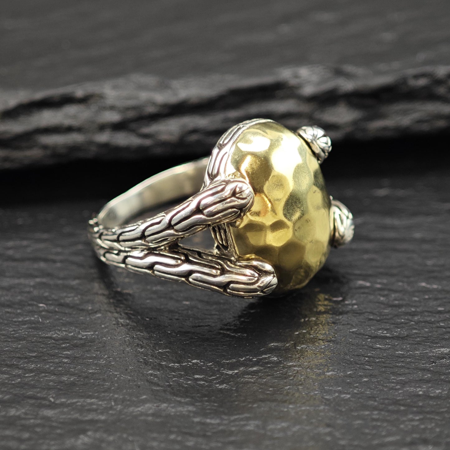 John Hardy 18K Gold Accent Ring Sterling Silver Sz 7 R6019