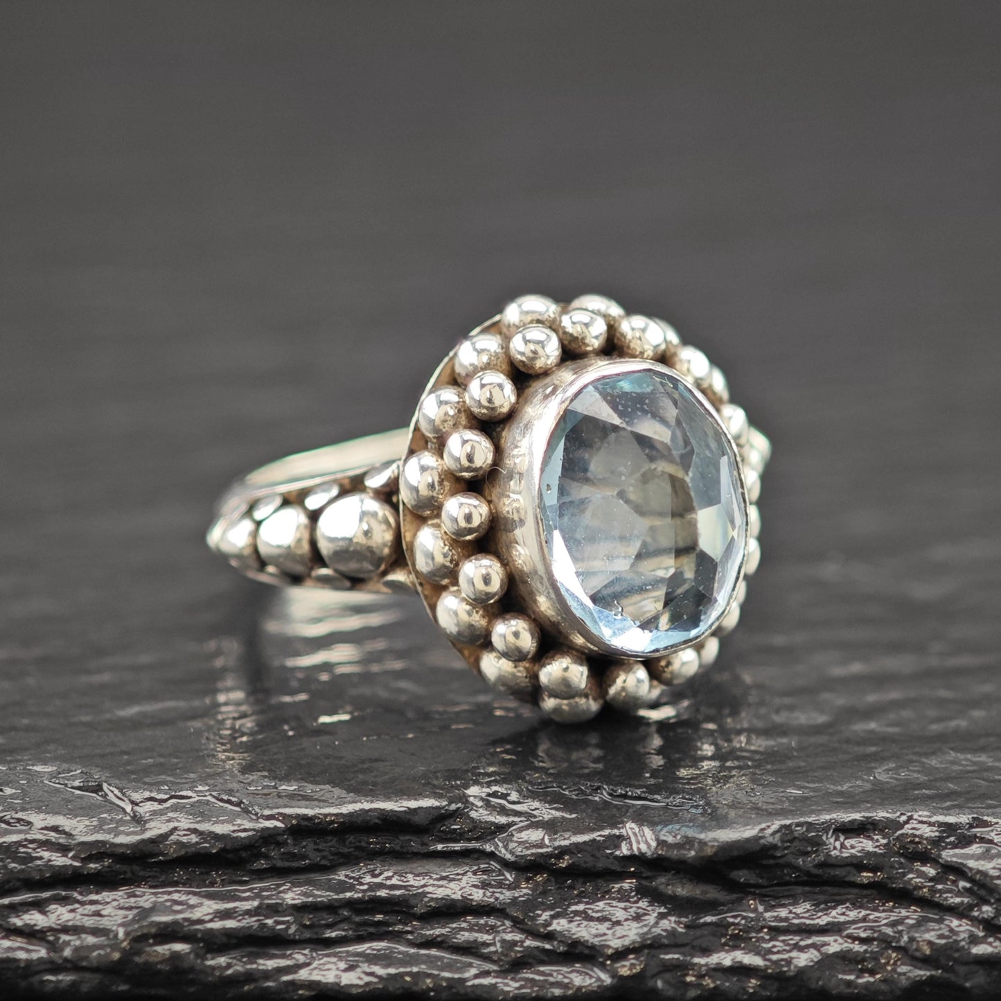 Sterling Silver Ring Oval Topaz Gemstone Size 6 R6101